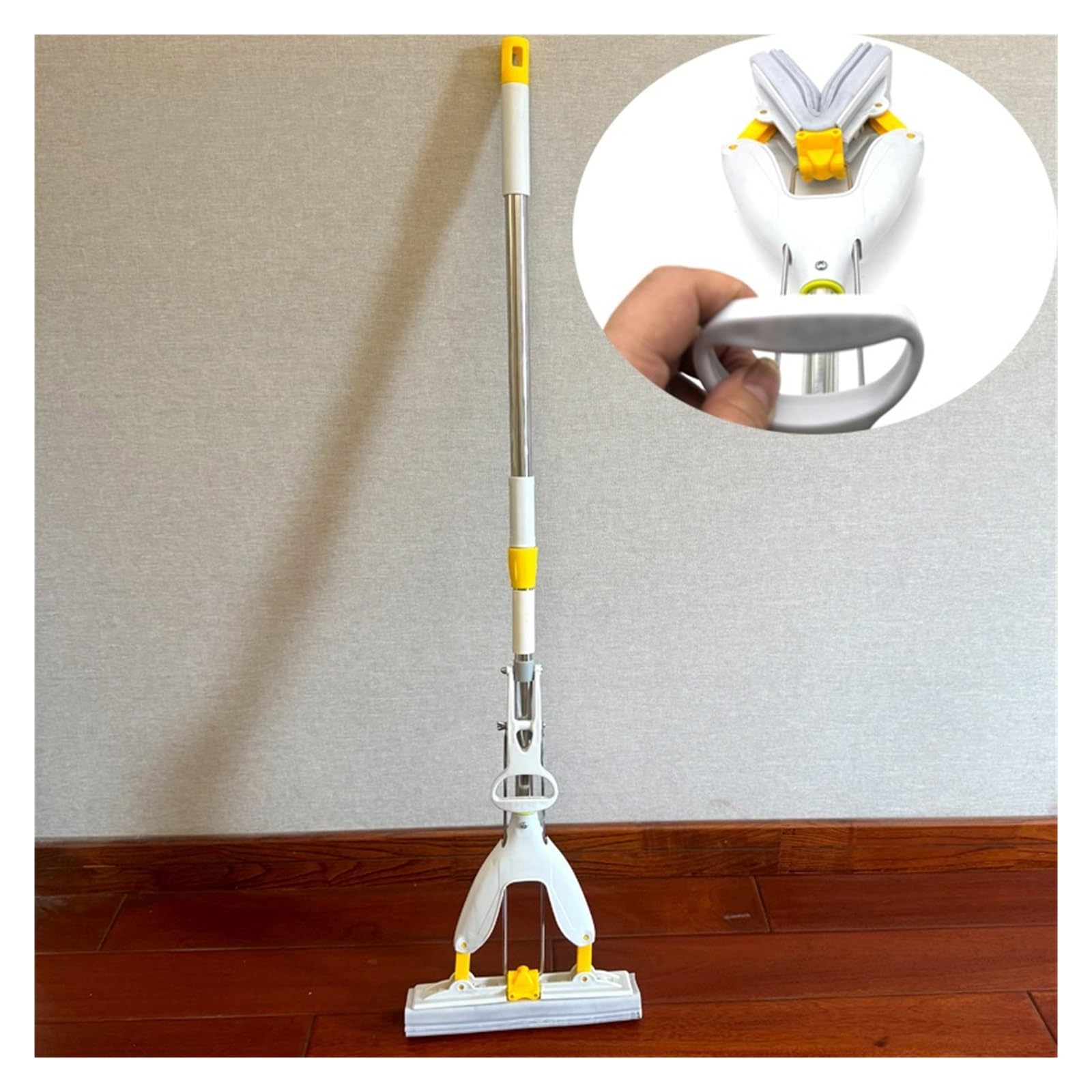 Compatible con fregona de algodón de goma autodrenante exprimible, fregona plana perezosa plegable sin lavado, fregona de esponja, techos domésticos, herramientas de limpieza de pisos