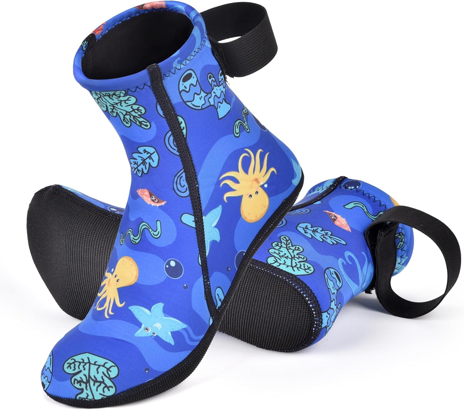 Neoprensocken Kinder 3mm, Rutschfeste Wassersport-Socken Warm Halten Neopren Socken Wassersocken Tauchsocken für Schwimmen, Surfen, Strand & Tauchen, Atmungsaktiv, Langlebig, Blau