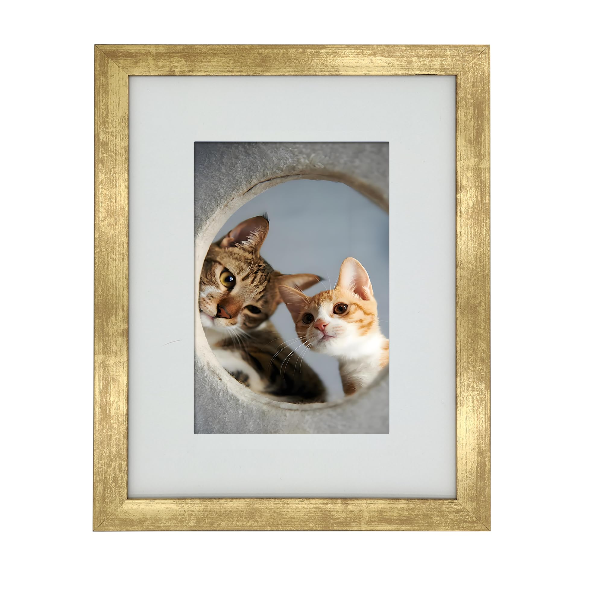 Evquit Gold 8X10(20.3X25.4cm) Photo Frame Gallery Picture Frame With 5X7 Mat,Freestanding And Wall Mountable,