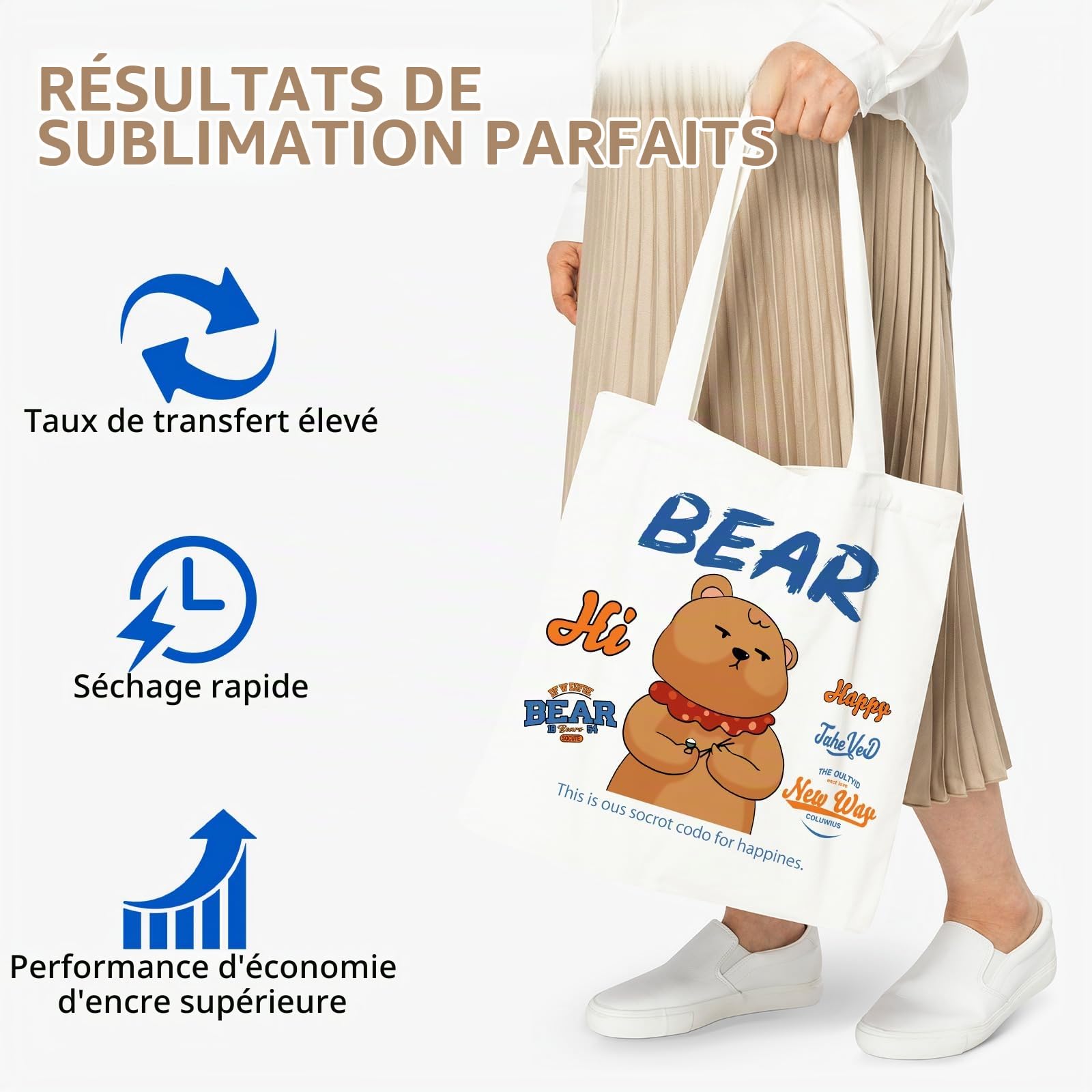 Papier de sublimation A4, 210x297 mm, 100 feuilles, 120 g/m², pour Mug, T-shirts, Textile, Tasses Compatible avec les Imprimantes à sublimation à jet d'encre