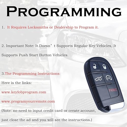 Miniatura 4 de Llavero de repuesto para Jeep Grand Cherokee 2014-2022 Dodge Durango Push Start 5 botones sin llave control remoto 68143505AC M3N-40821302 68150061