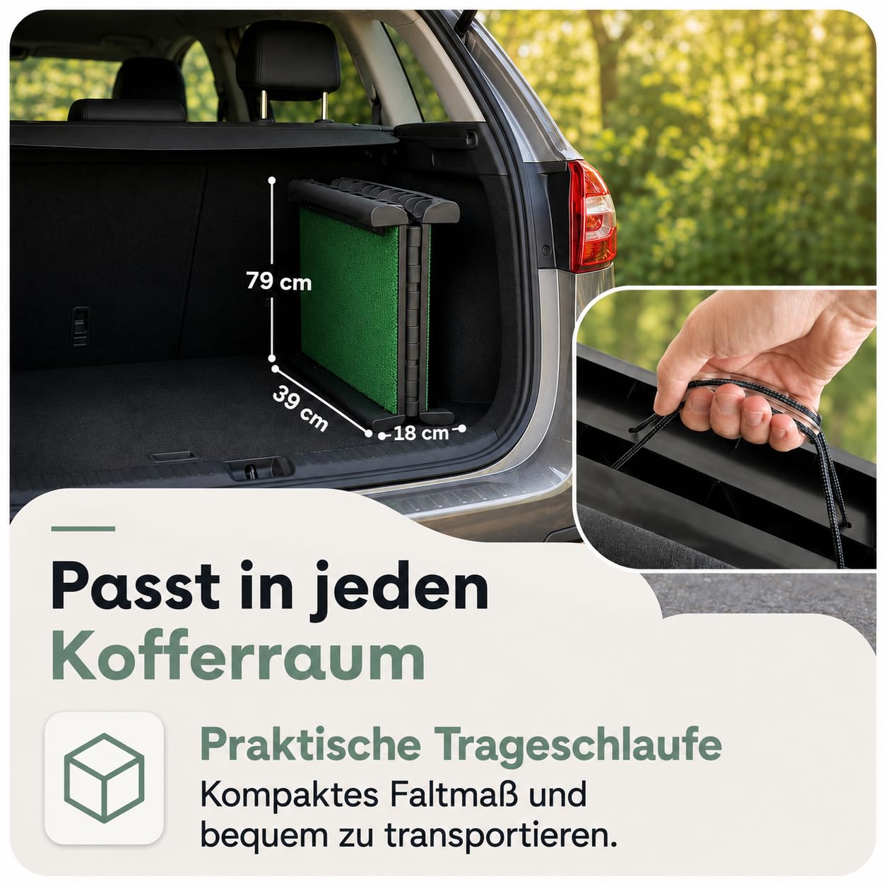 Hunderampe Autorampe klappbar rutschfest mit Kunstrasen bis 90 kg 157x40cm | Einstiegshilfe für Kofferraum. Hundetreppe Hundeautorampe Kofferraumrampe Rampe Hund