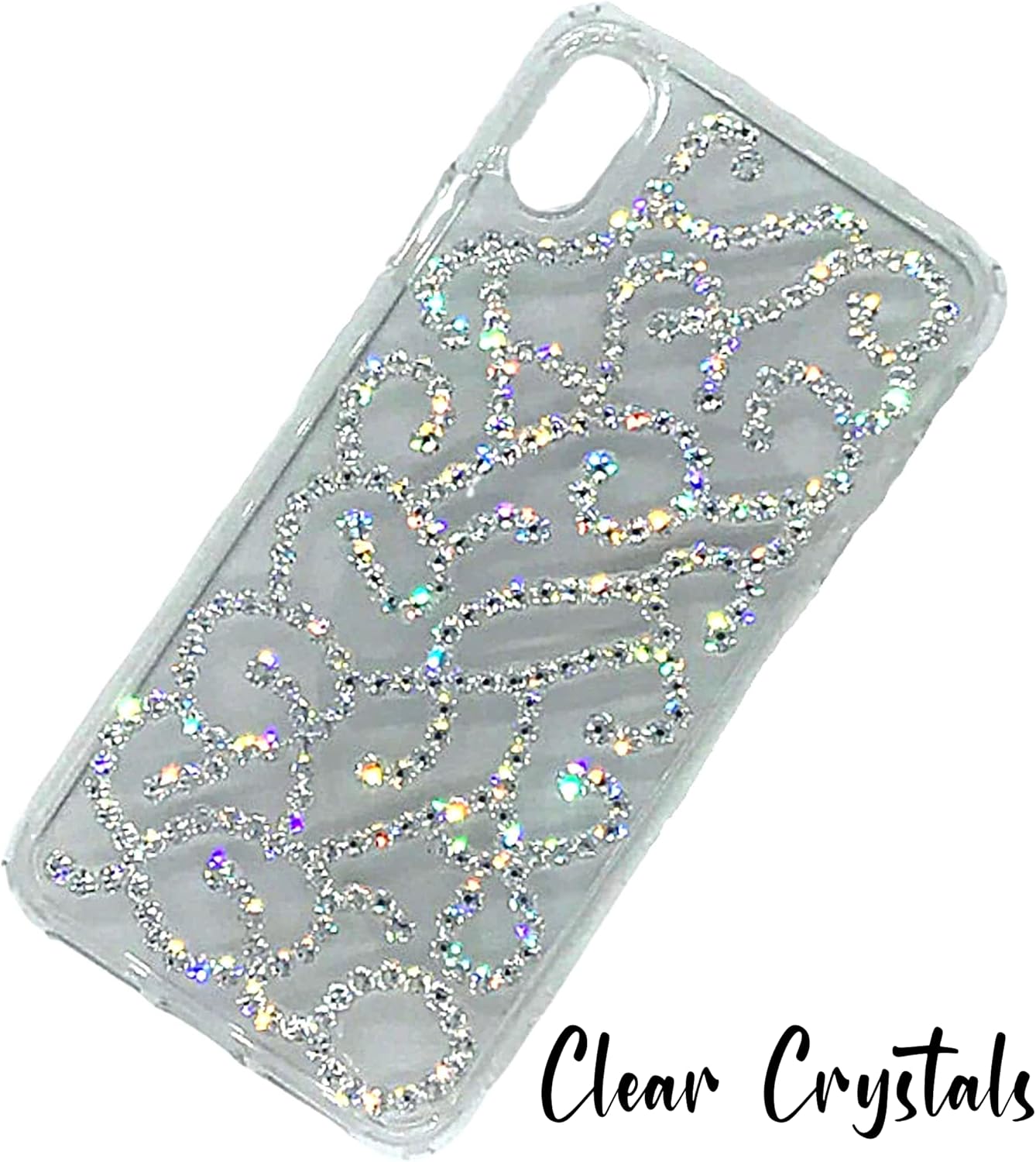 Handmade Bling Filigree Phone case Made with Clear or AB World Famous Authentic Austrian Crystals Compatible with iPhone or Samsung Phones