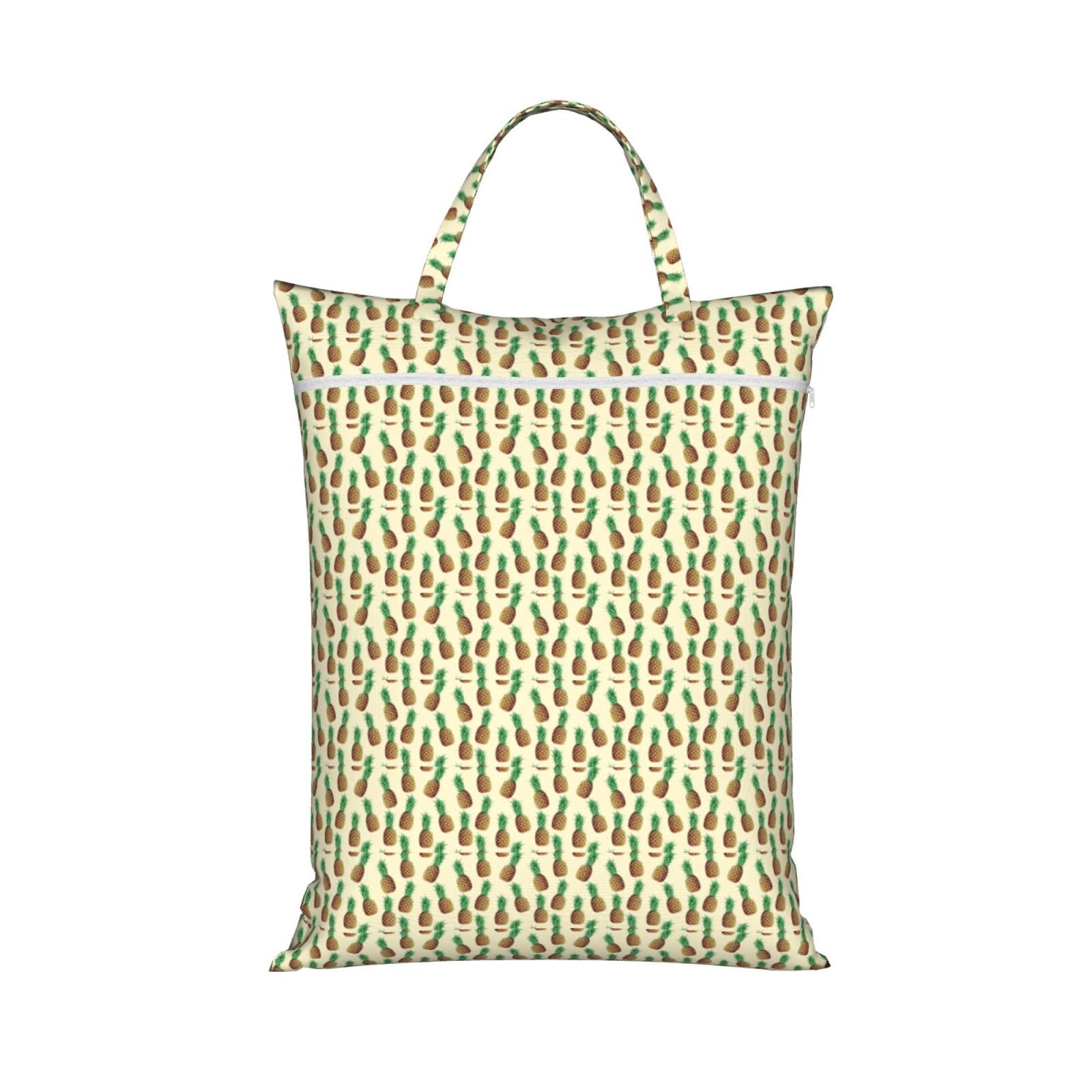 Pphgut 1 Pc Pineapples Print Travel Laundry Bag Portable Dirt Clothes Bags Daily Hiking Camping Vacation