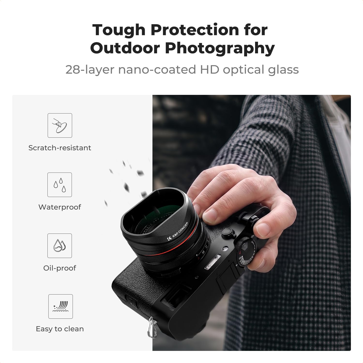 K&F CONCEPT Nano-Xcel Filtro Black-Mist 1/4 + Paraluce + Tappo Comaptibile con FujiFlim X100 Series, Filtro Black Diffusione 1/4 Compatibile con Fujifilm X100 X100S X100F X100T X100V X100VI(Nero)