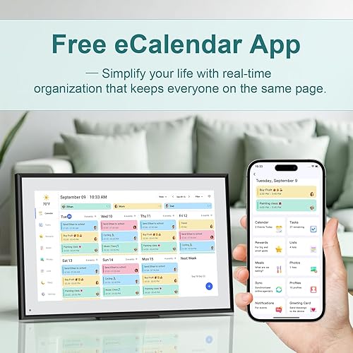 Miniatura 5 de Canupdog Calendario digital de 15.6 pulgadas 2025-2026  Pantalla táctil HD inteligente de fotos para horarios familiares, calendario electrónico de