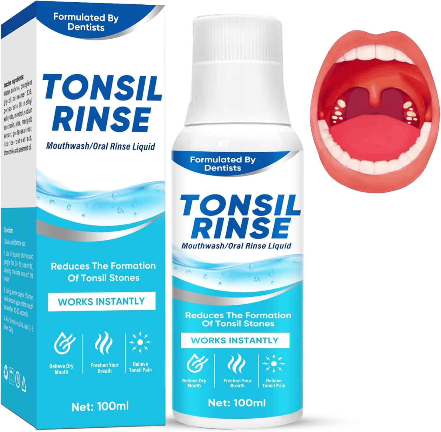Tonsil Stone Remover Mouthwash, Natural Oral Rinse Liquid to Soothe Tonsils & Bad Breath Treatment, No-Paraben & Alcohol-Free Breath Freshens Tonsil Stone Mouthwash