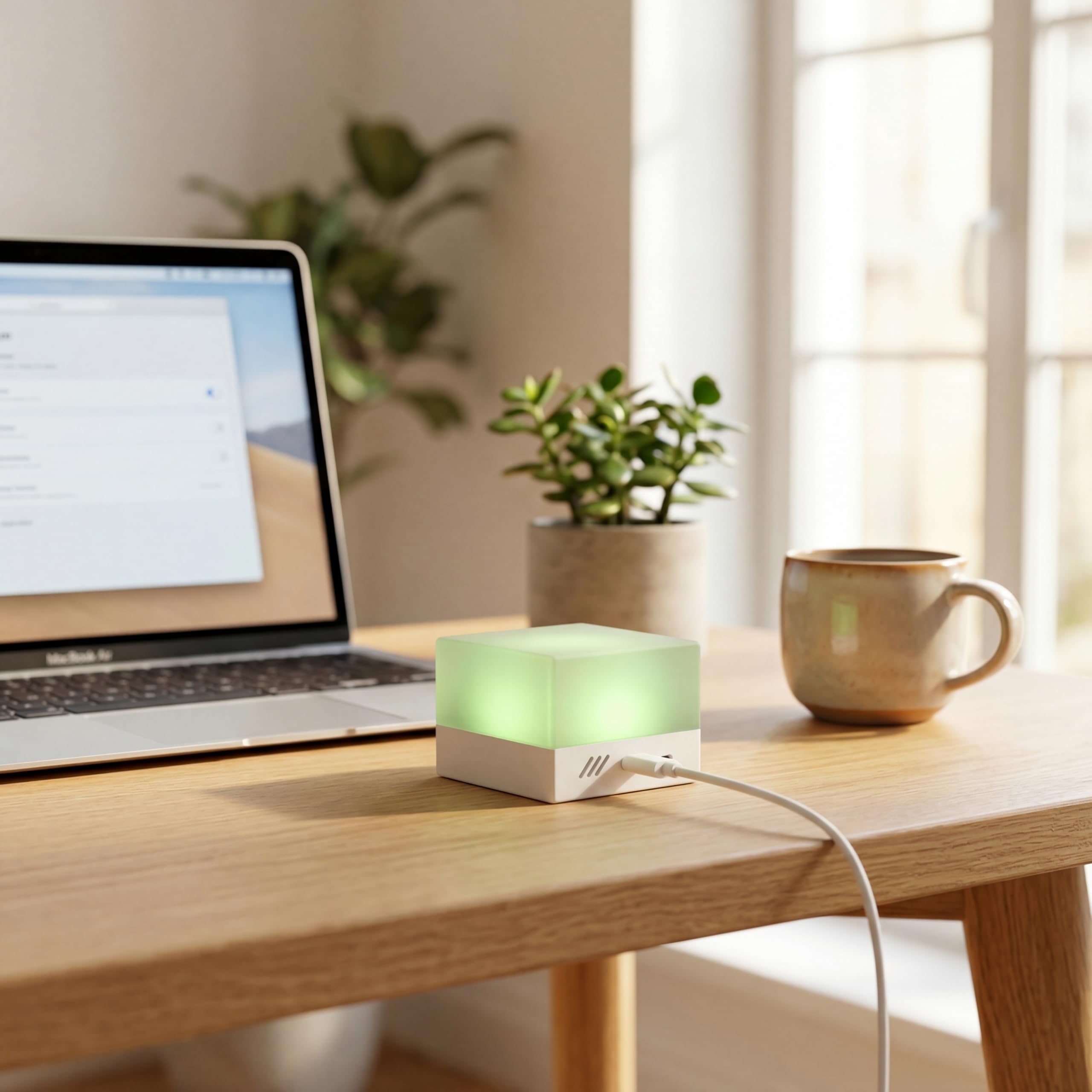Tinysquare AirCube – Luftqualitätssensor mit Zigbee 3.0 für Home Assistant, misst CO2, VOC, Temperatur, Luftfeuchtigkeit und AQI, 100% lokal ohne Cloud, Open Source, kompakt (52 mm), USB-C