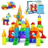 Magnetic Blocks,66 PCS Translucent Building Toys for Toddlers 3+,Multi Shape Magnet Building Blocks STEM Preschool Montessori Sensory Toys for 3 4 5 6 Year Old Kids Boys Girls