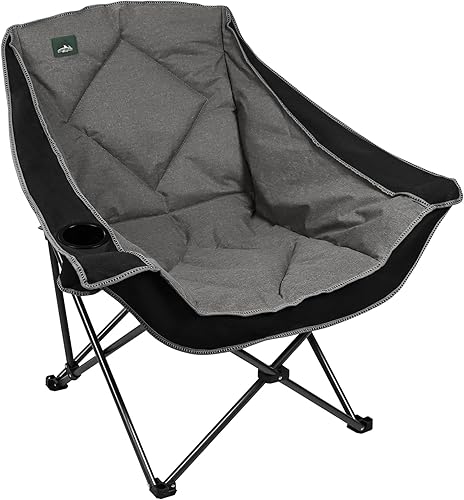 Northroad Oversized Foldable Camping Chair, Outdoor Padded Lawn Chair wCup Holder,Carry Bag for Beach, Hiking, and Picnics,Black