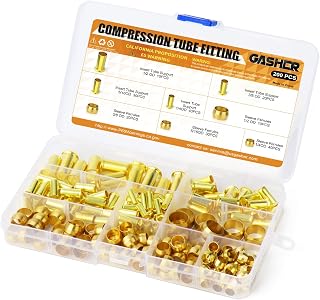 GASHER 200PCS Brass Compression Fitting Kit, Insert Tube Support&Insert Tube Support,1/4",1/2",3/8",5/16" Tube OD…