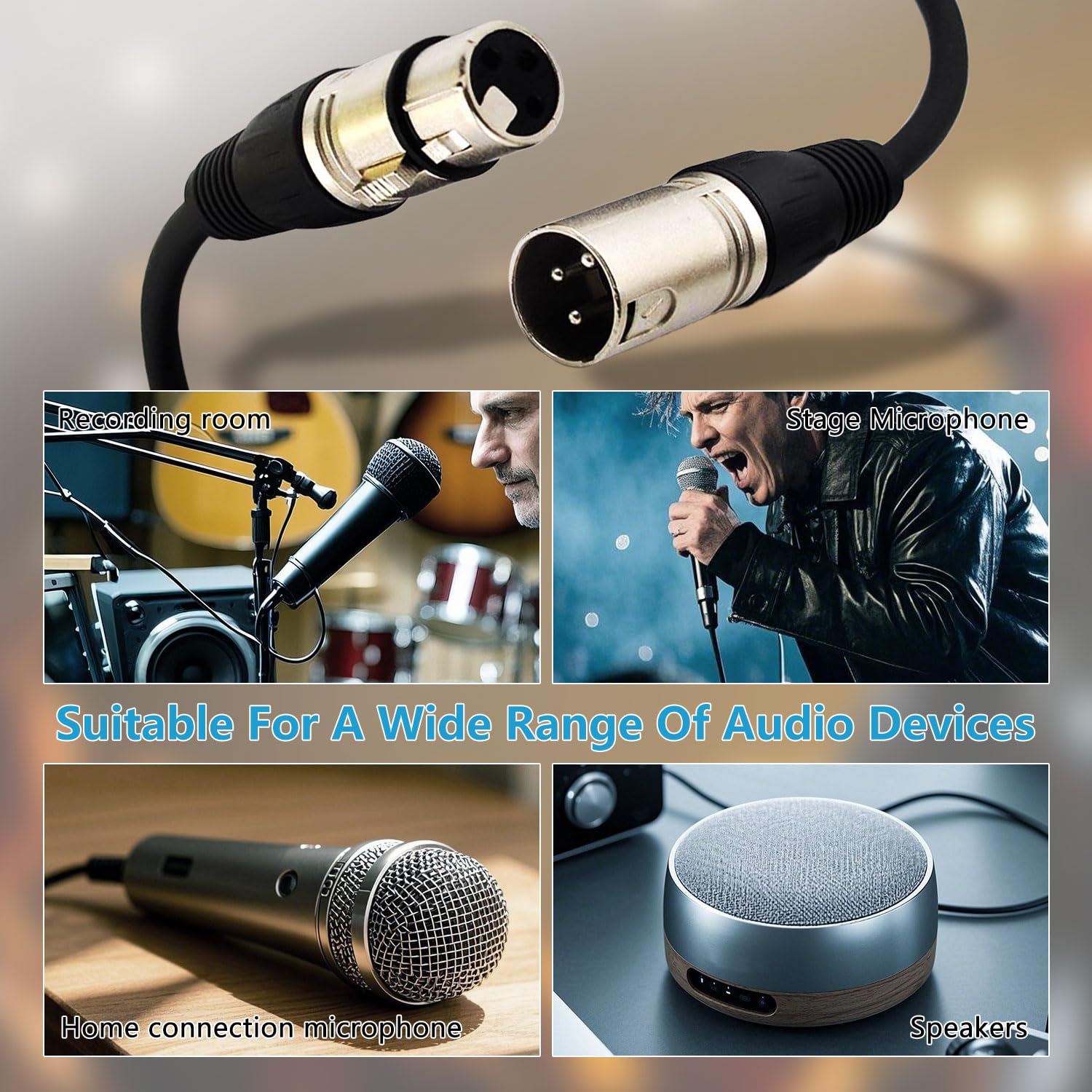 Cavo per microfono XLR a 3 pin da maschio a femmina, cavo bilanciato per microfono, 6,5 m, nero