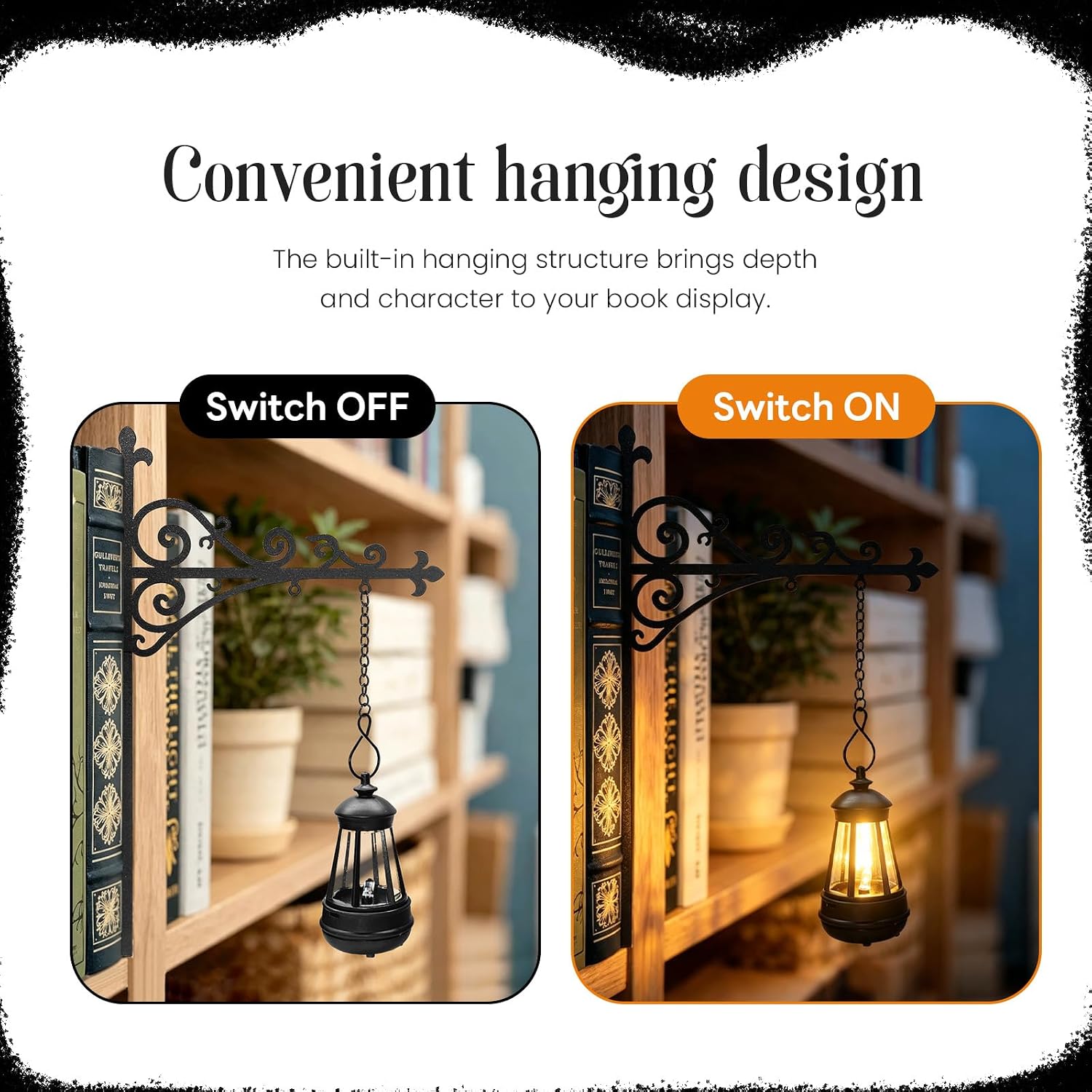 Halloween Book Shelf Decor Hanging Lantern Ornament Autumn Book Shelf Decor