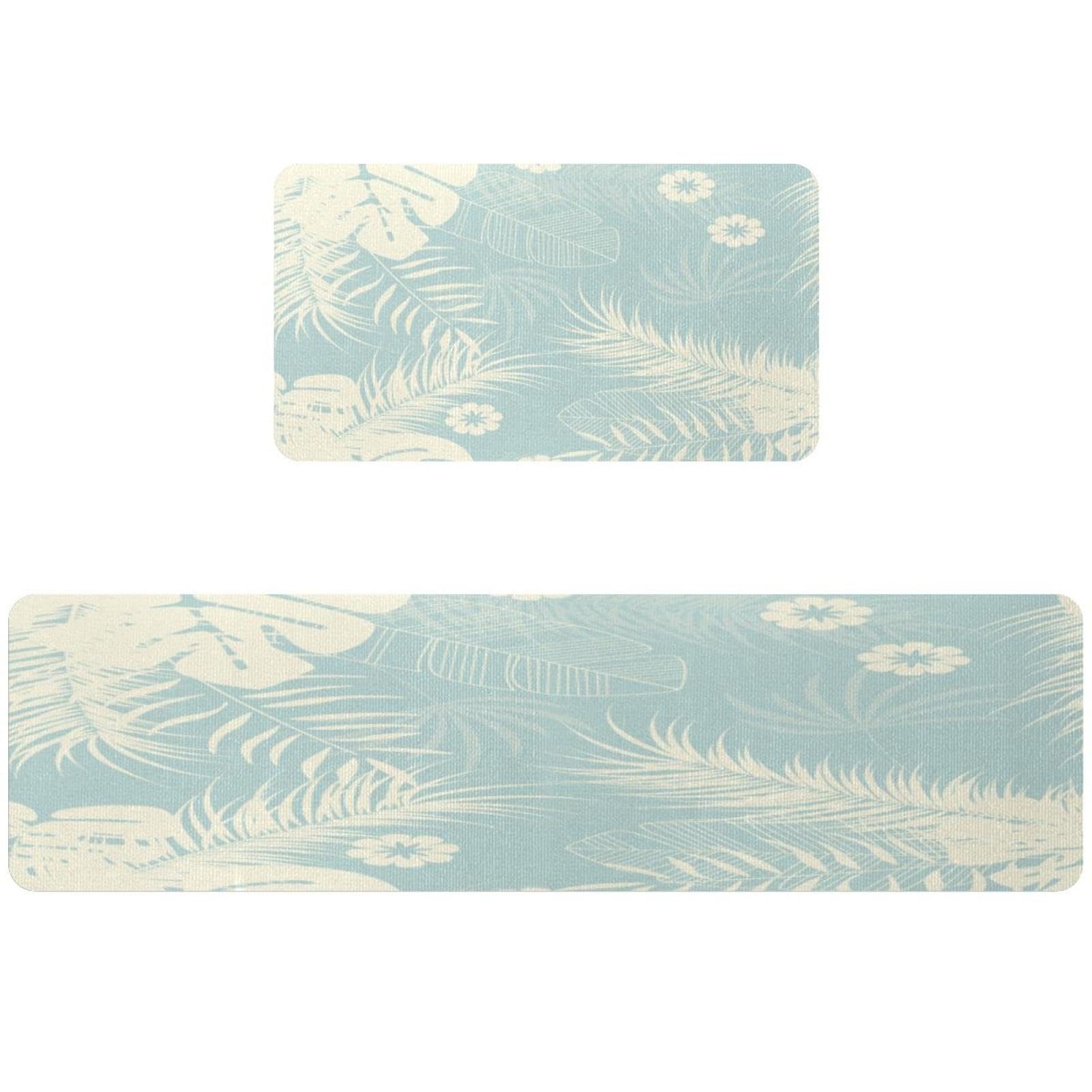 Alfombra de cocina absorbente y antideslizante con patrón de hojas de palma lavable