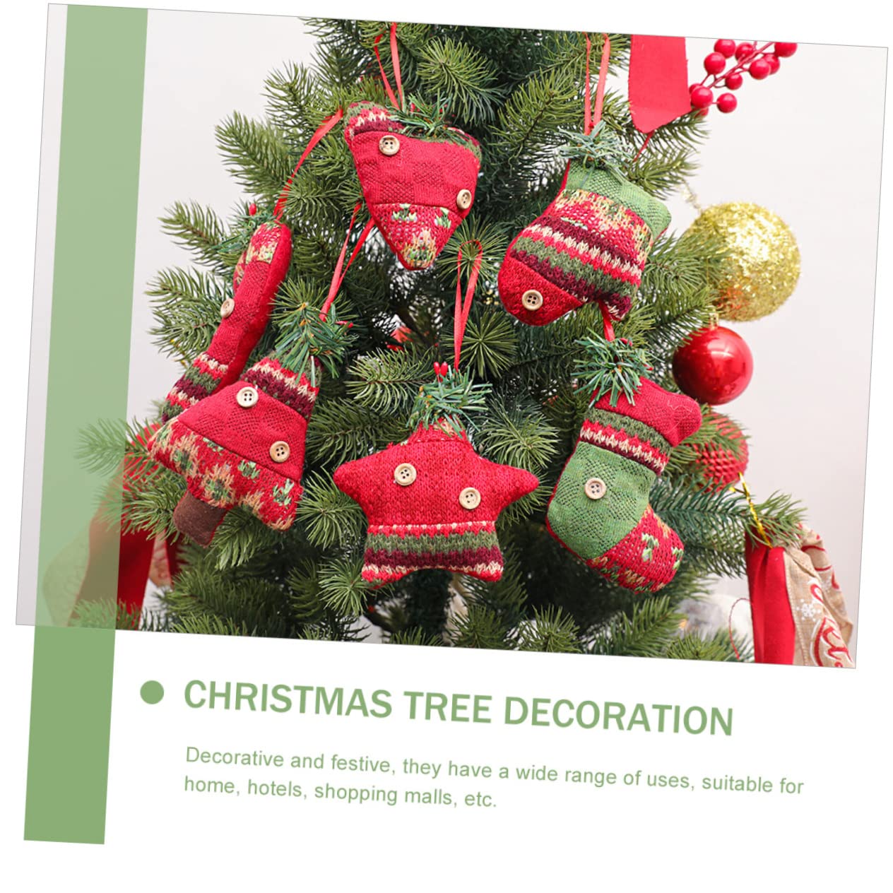 24 Pièces Décoration De Noël Décor Suspendu d'arbre De Noël en Tissu Pendentif Sapin De Noel Ornements d'arbre De Ornement De Cheminée De Décor Suspendu pour Rouge Alipis