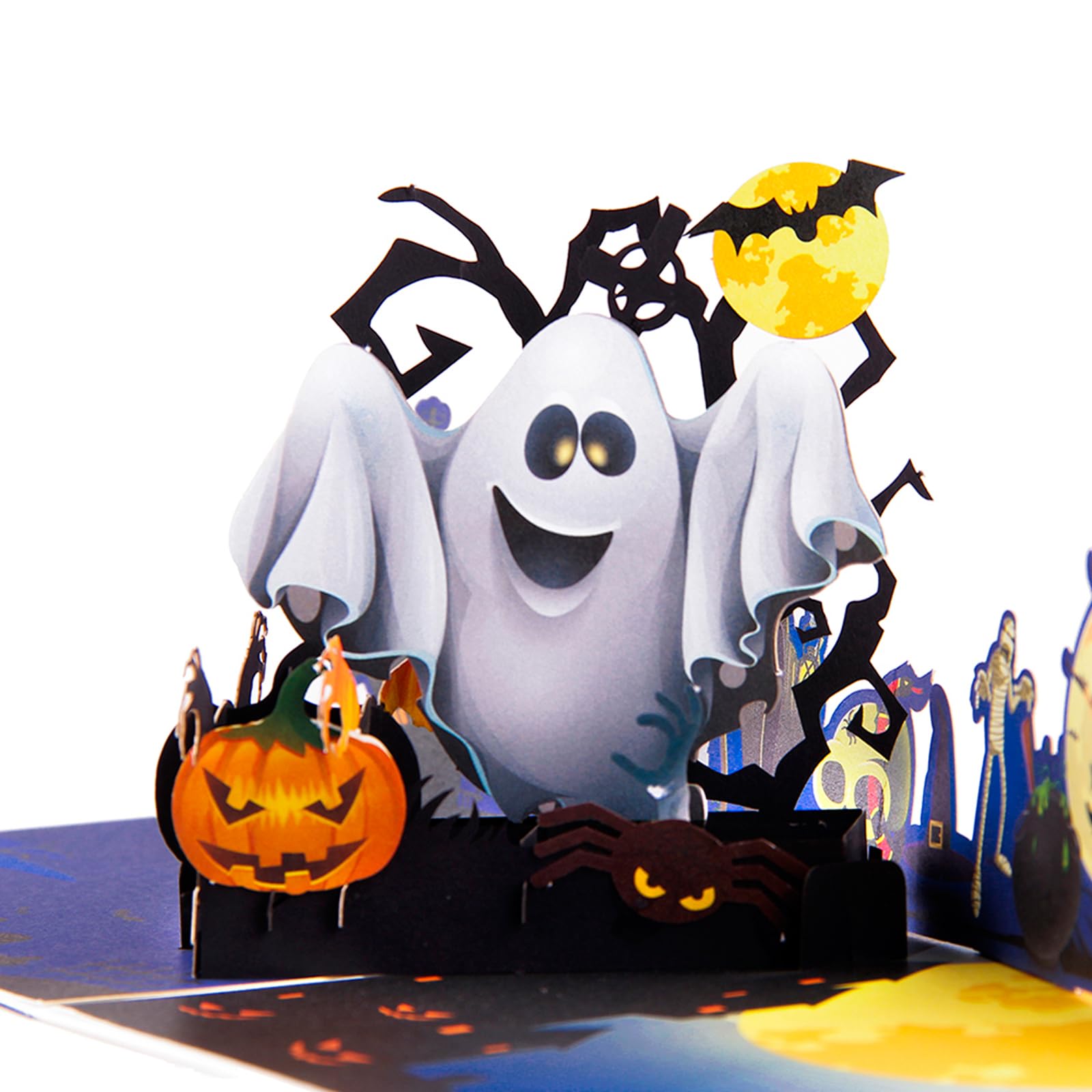 ENJOYPRO Halloween Cards, 3D Pop Up Witch Ghost Halloween Greeting Cards, Handmade Happy Halloween Cards for Kids Boyfriend Girlfriend (8, Ghost)