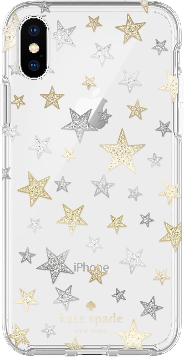 Incipio Apple iPhone X Kate Spade New York Protective Hard-Shell Case - Stars Clear/Gold/Silver