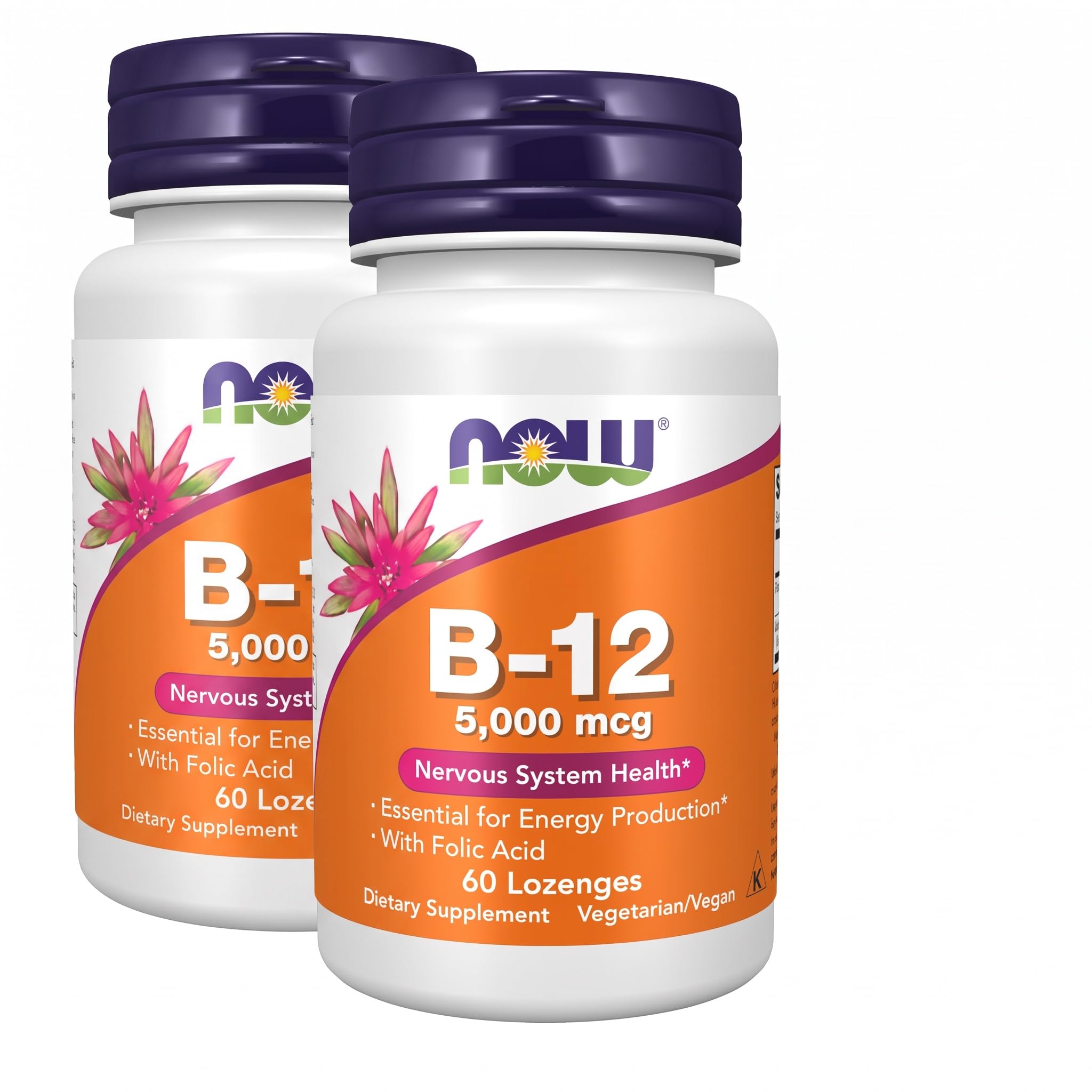 NOW Supplements, Vitamin B-12 5,000 mcg, With Folic Acid, 60 Lozenges — Amazon image 9