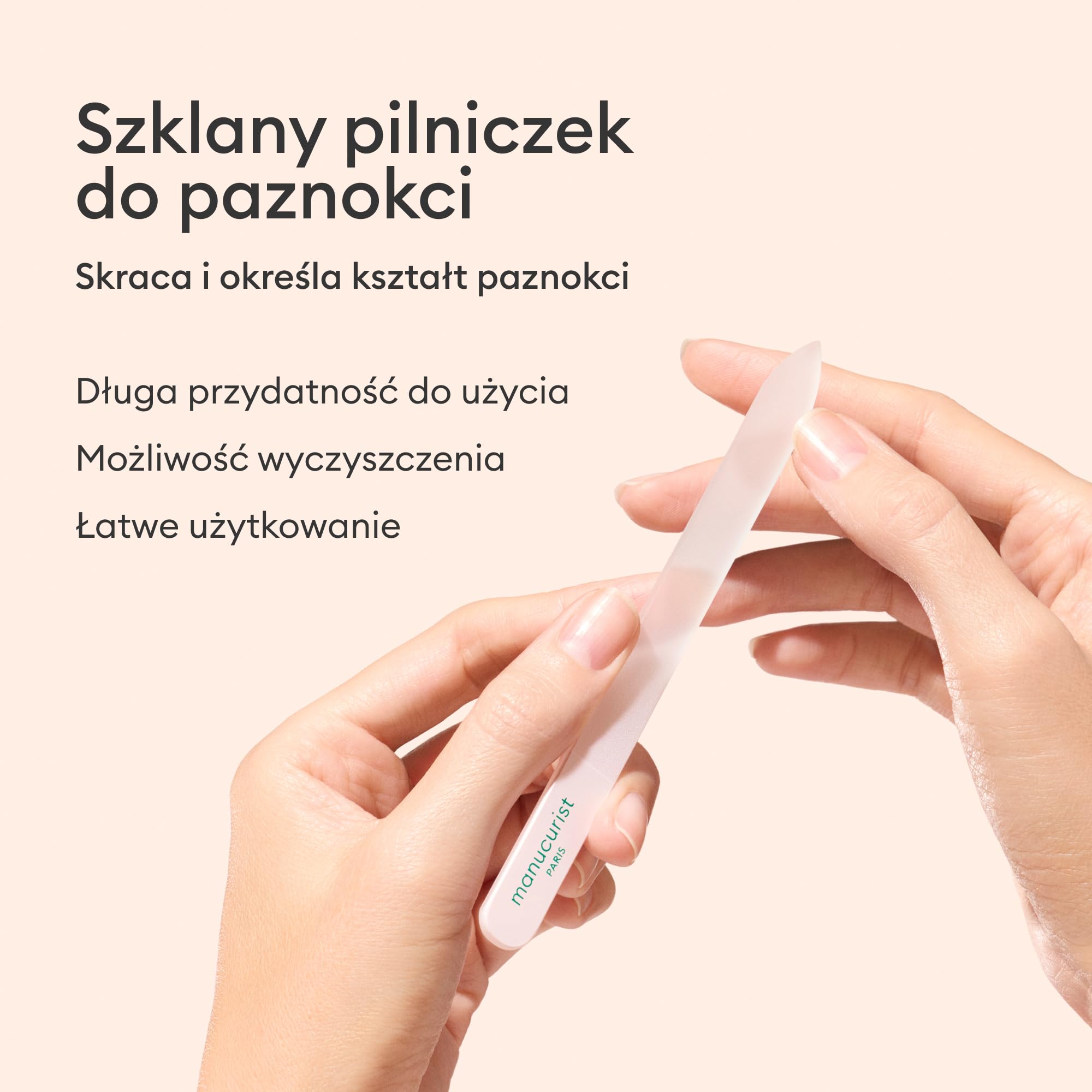 Manucurist Trio Akcesoria – Ekskluzywny zestaw w tubie ze szklaną pilniczką do paznokci, polerką i kopytkiem do skórek – Akcesoria do pielęgnacji paznokci
