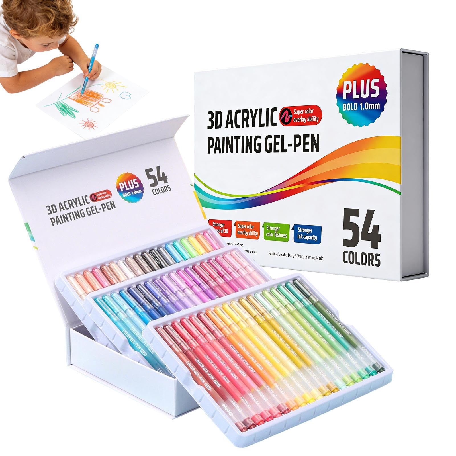 Penne a Gel Acriliche Colorate Pennarelli Retrattili per Disegno su Carta | Set di Penne a Gel per Pittura per Disegno Diario Scrittura Scarabocchi per la Casa e la Scuola
