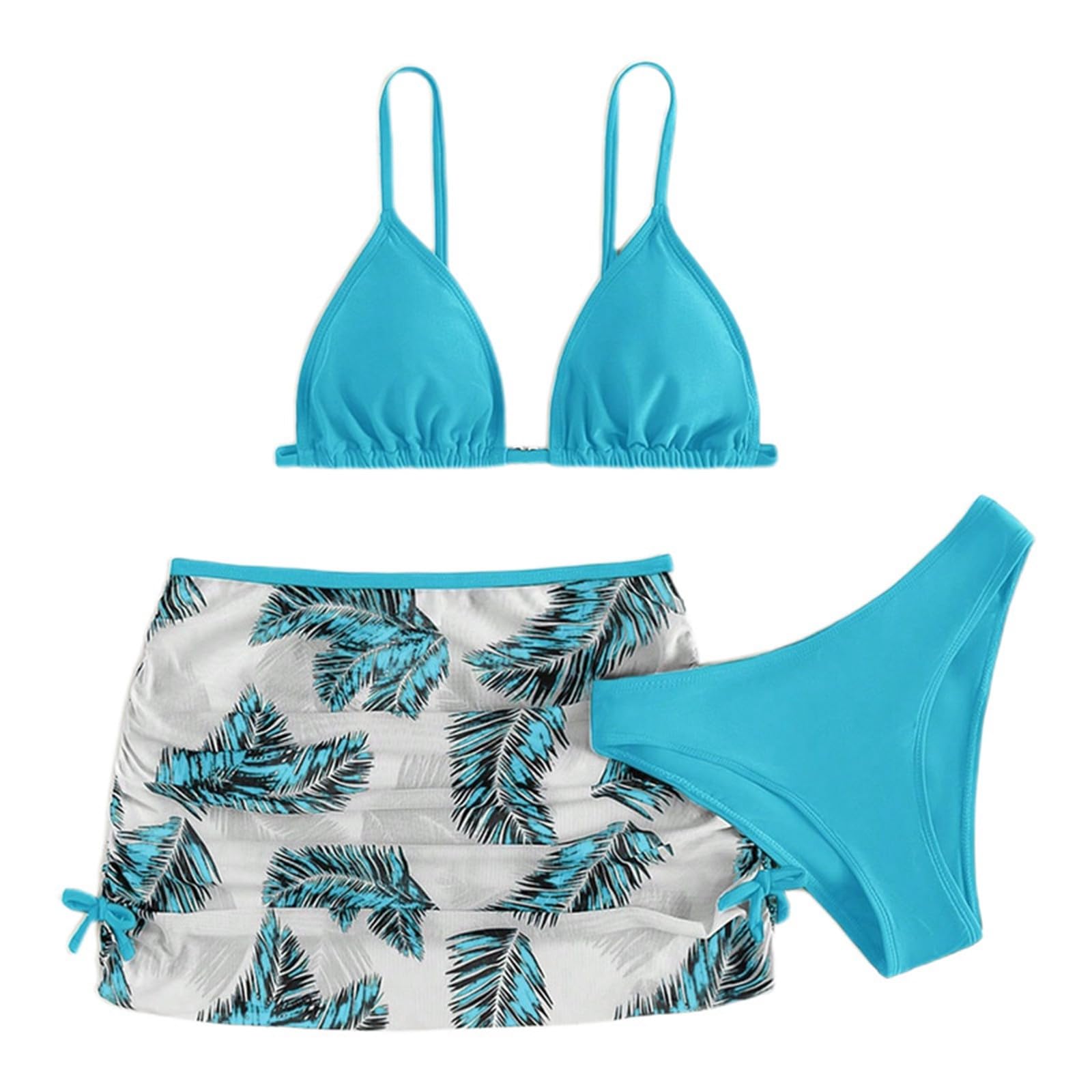 Cokbyavla Girls 3 Piece Bathing Suit,3 Piece Bikini Girls Kids Bikini with Cover Up Tween Swimsuits Toddler Girl Bathing Suit 3T Infant Girl Swimsuit 11 Year Old Girls Bl(112Sky Blue,10-11 Years)