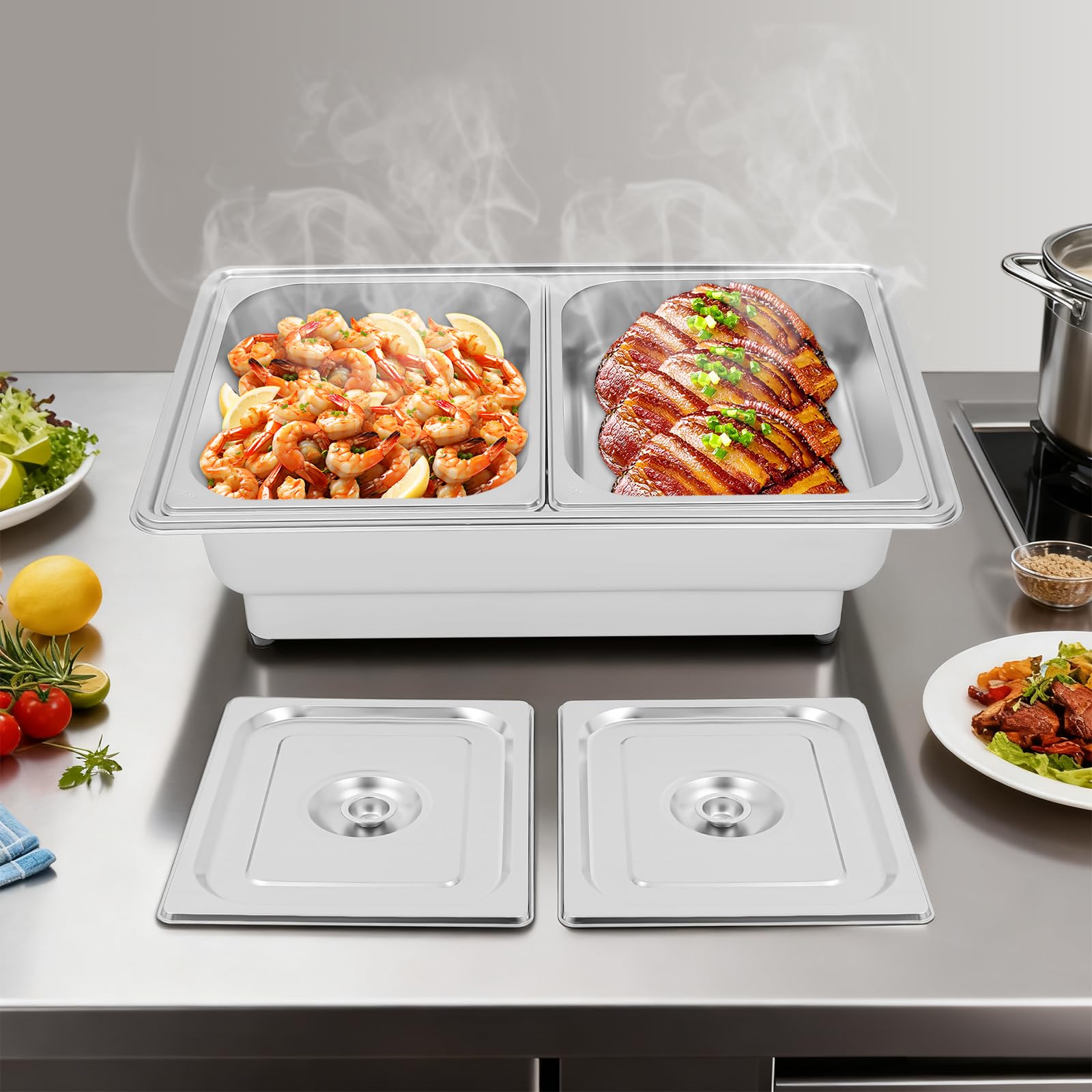 Scaldavivande elettrico per buffet, doppio scomparto, per catering