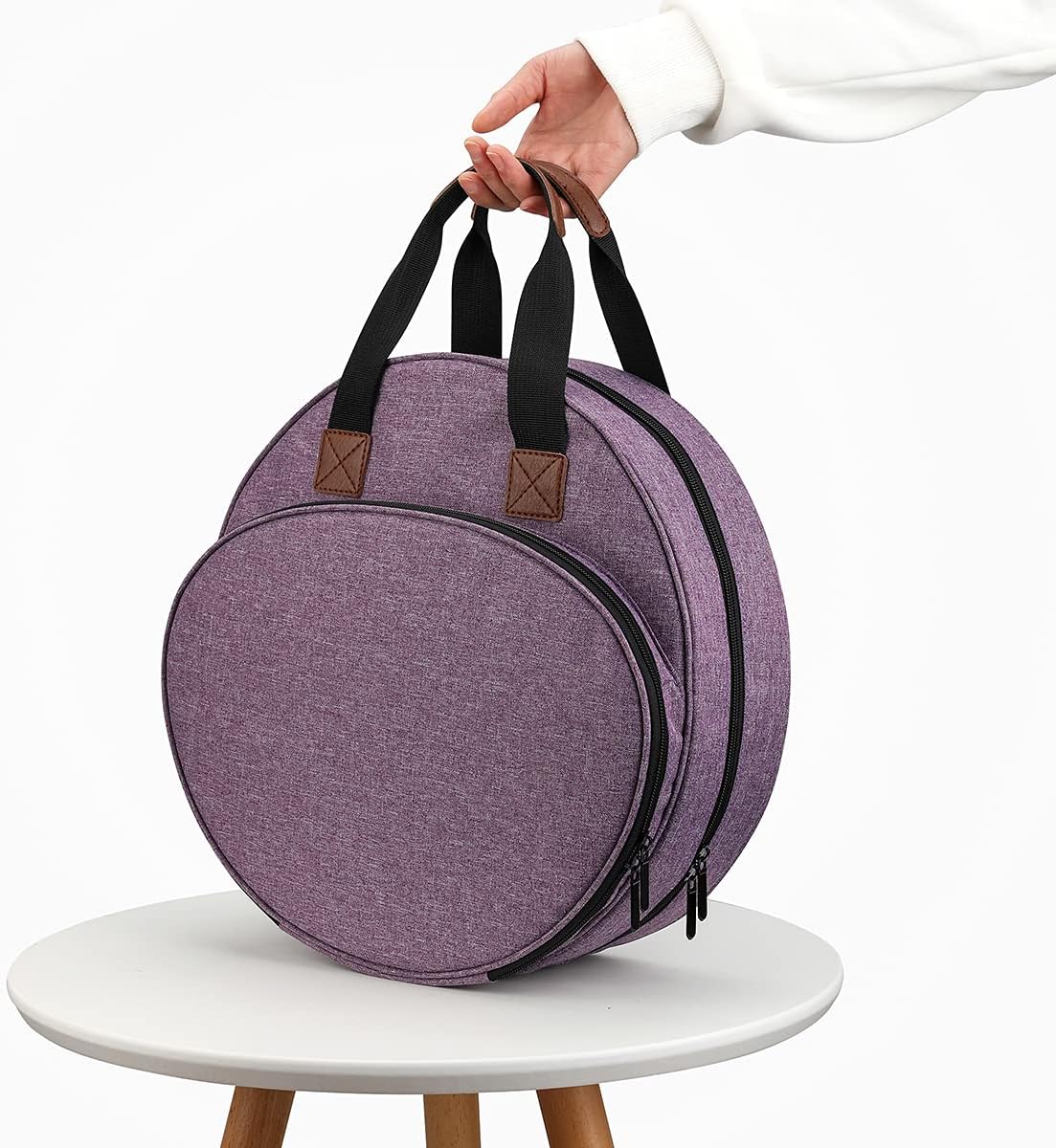 Embroidery Bag for Cross Stitch Project, Embroidery Supplies Organizer Storage Portable Carrying Case Travel Tote for Embroidery Hoops,Floss,Cross Stitch Tools,Purple [Bag Only]
