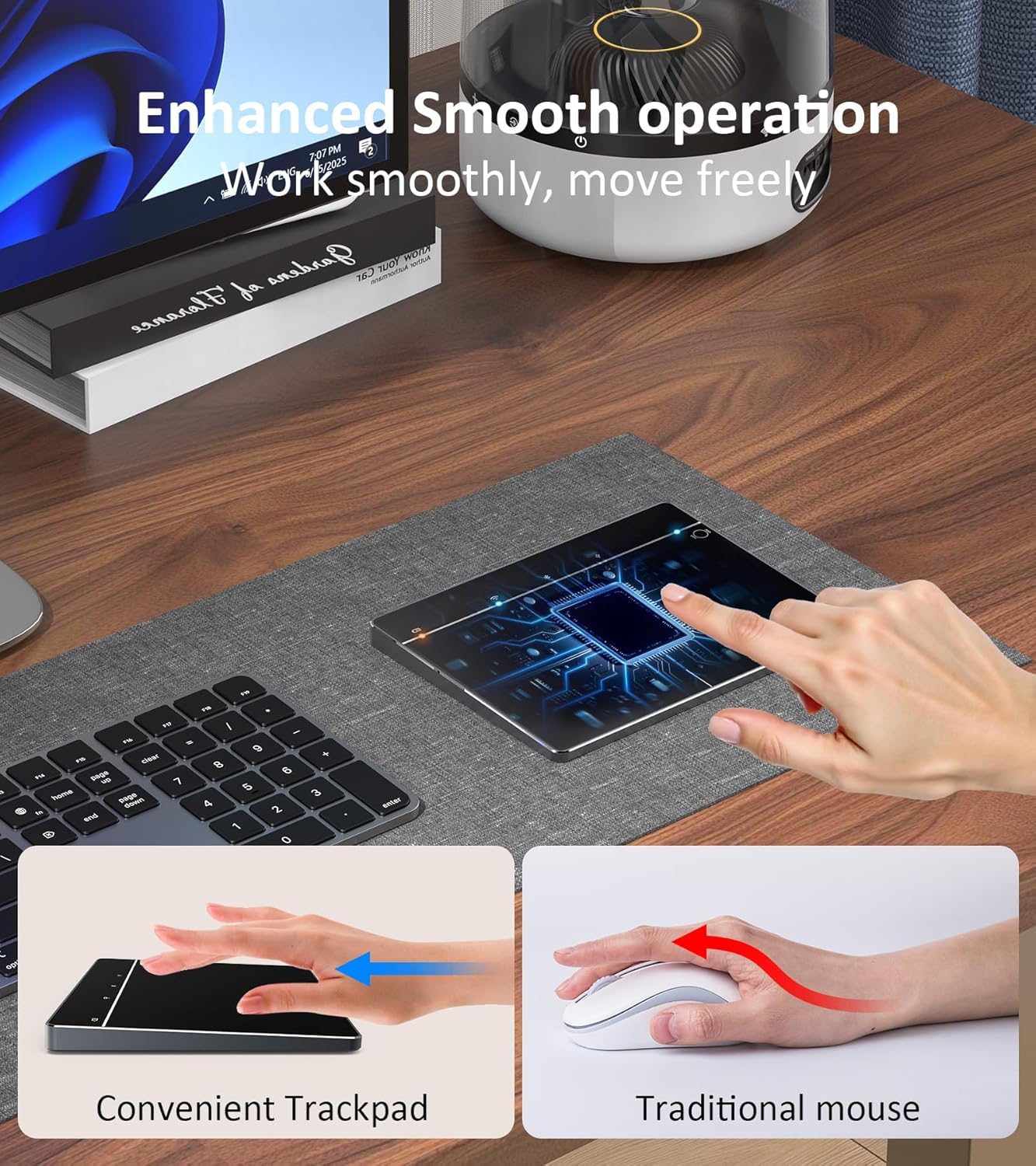 MG3 Pavé tactile sans fil Bluetooth multi-touch avec navigation haute précision pour Windows/MacBooks/iPadOS Ordinateur de bureau/ordinateur portable/ordinateur portable Noir