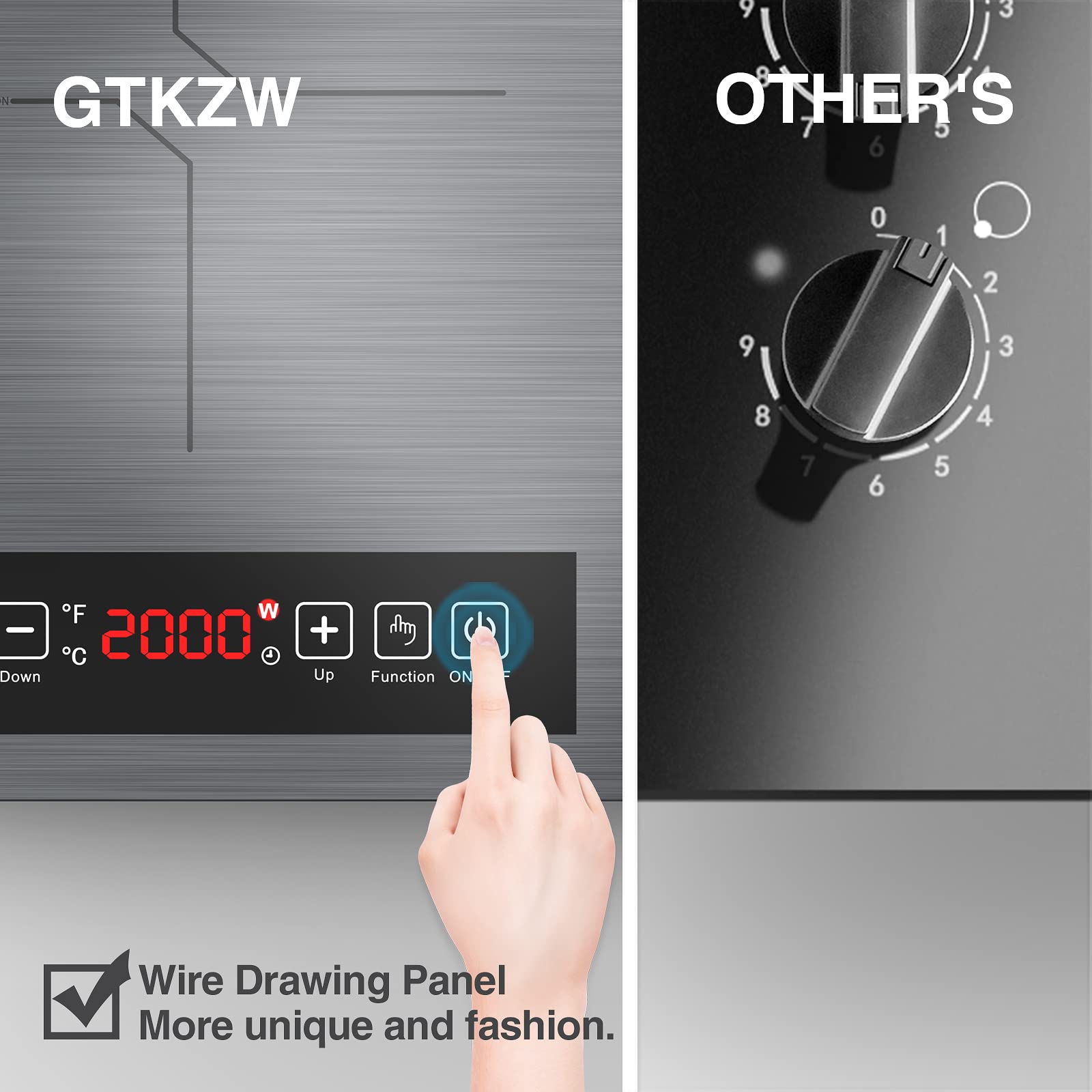 Induction Cooktop, GTKZW 2 Burner Electric Cooktop, 120V 2000W Electric