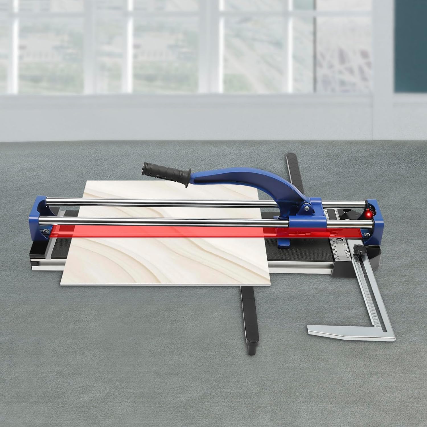 31 Inch Manual Tile Cutter With Tungsten Alloy Wheel, Tile Cutter Tool For Porcelain Ceramic Floor Tile, Infrared Positioning Guided Precision, Adjustable Measurement Ruler