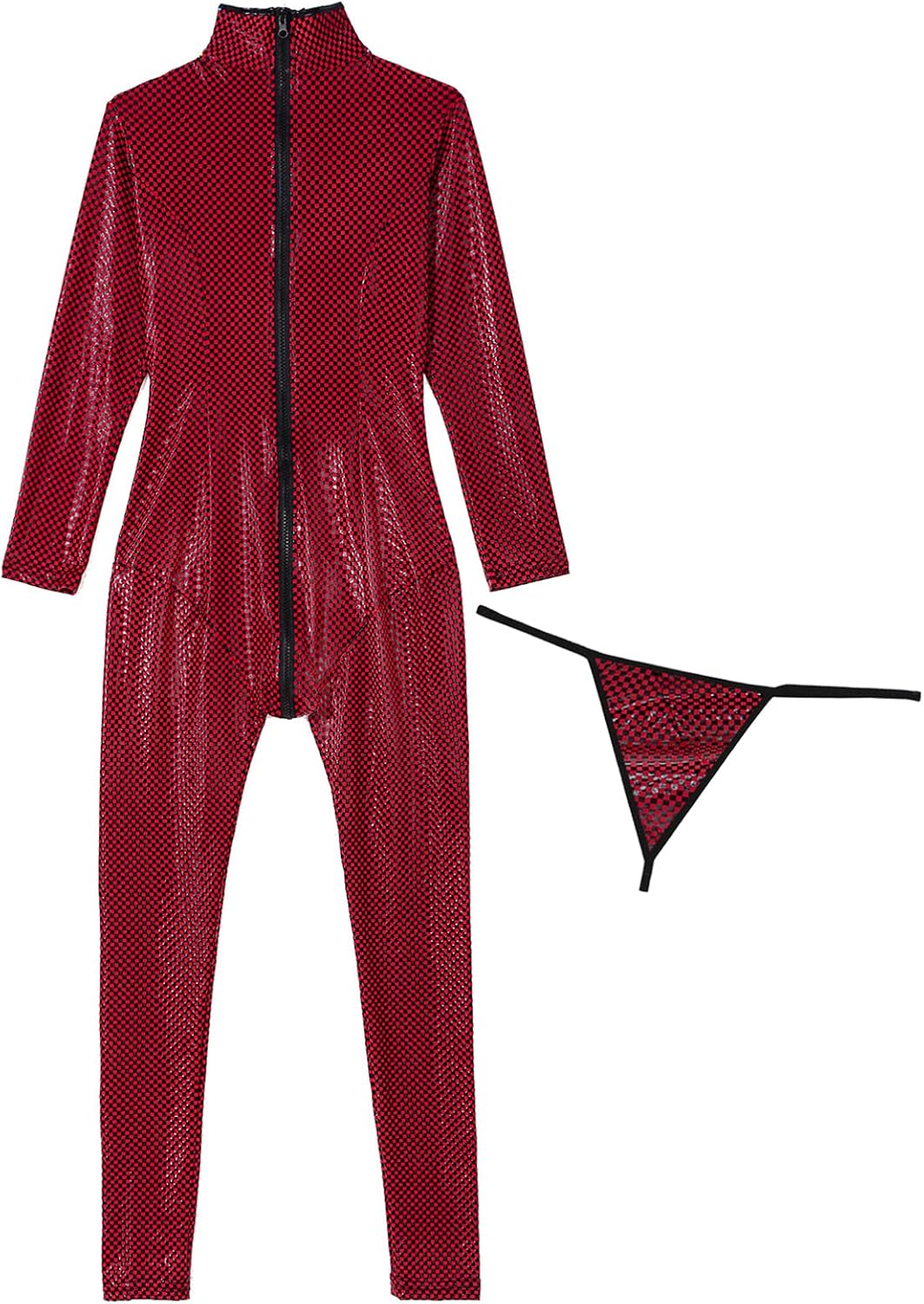KRIDDR Women Sexy Wetlook Lingerie Bodysuit Fashion Nightclub Pole Dance Performance Jumpsuit