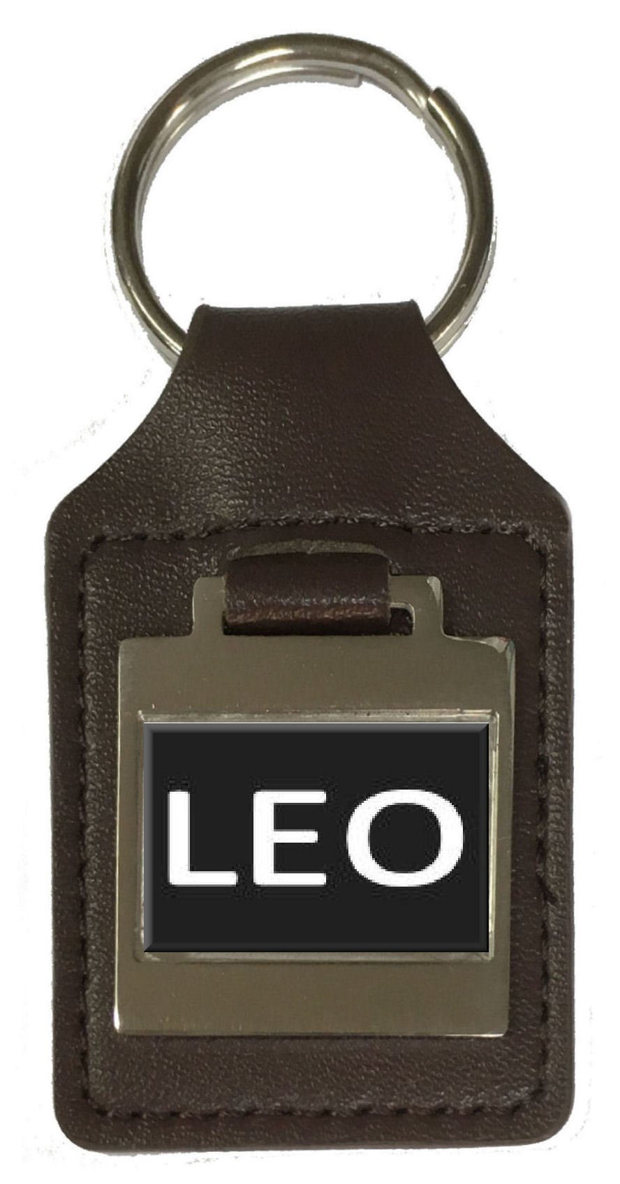 Llavero de cuero Nombre de cumpleaños Grabado opcional - Leo
