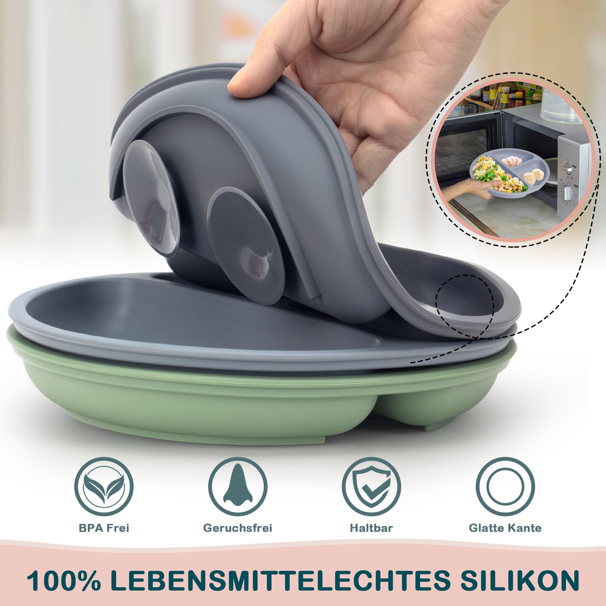 Piatto in silicone per neonati e bambini antiscivolo senza BPA impe