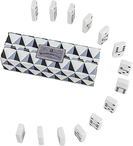 Miniatura 5 de Juego de 28 fichas de dominó para adultos y niños de 8 años en adelante para la noche de juegos de familia (blanco