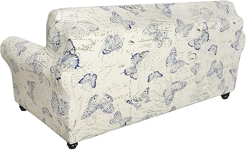 Miniatura 9 de SearchI - Funda de sofá elástica con estampado floral, 4 piezas, incluye 3 fundas de cojín independientes, protector lavable para muebles de sala de