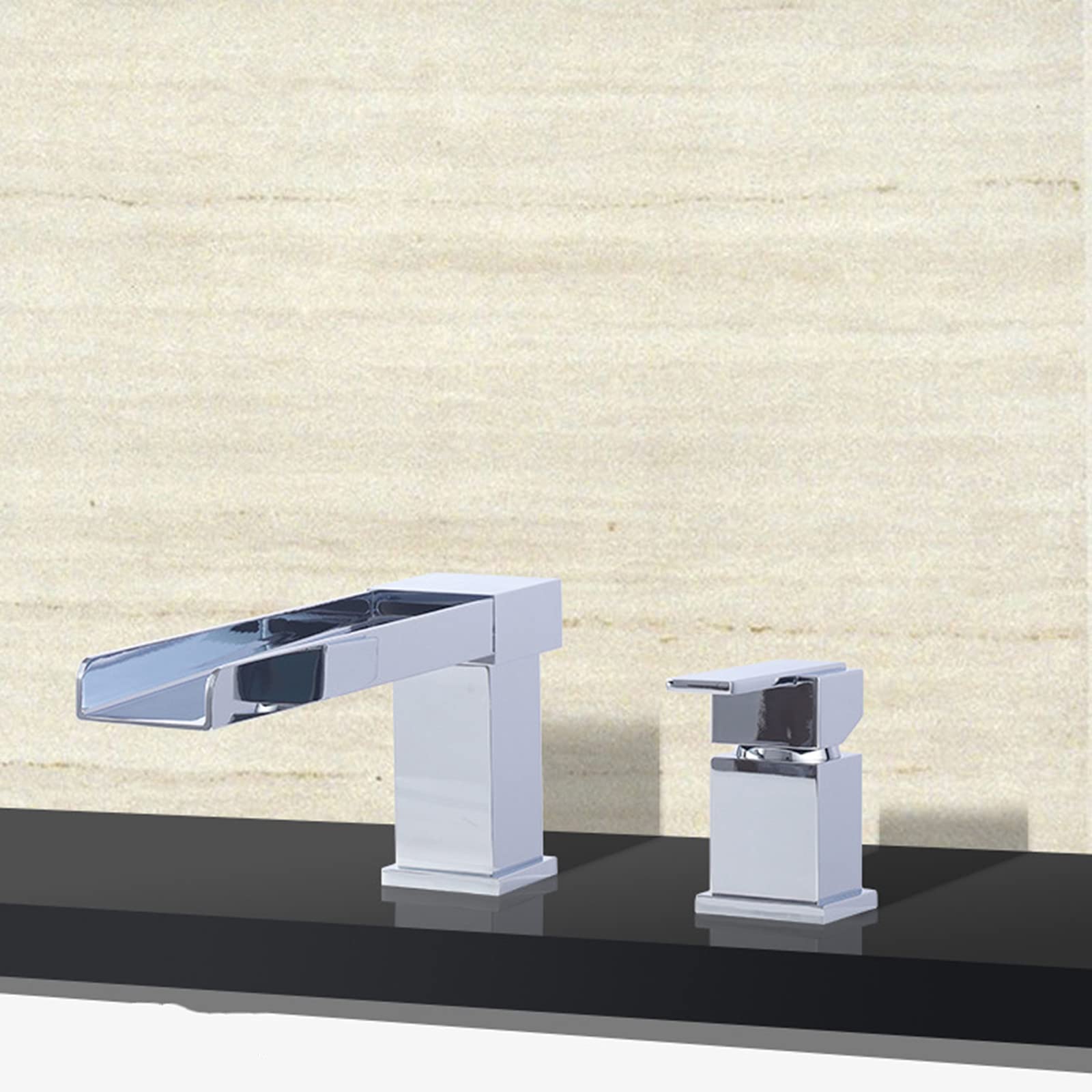 Grifo de bañera Grifo de bañera en Cascada Grifo de baño de Control Dual frío y Caliente Grifo de bañera de latón de una Sola manija Llenador de bañera de Cubierta Grifo de Ducha Cromado