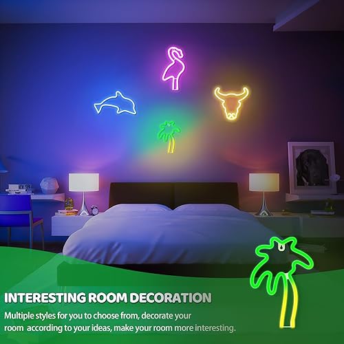 Miniatura 5 de Decoración de palmera tropical, letrero de neón de palmera alimentada por USB y batería, decoraciones de fiesta Luau, decoraciones de fiesta