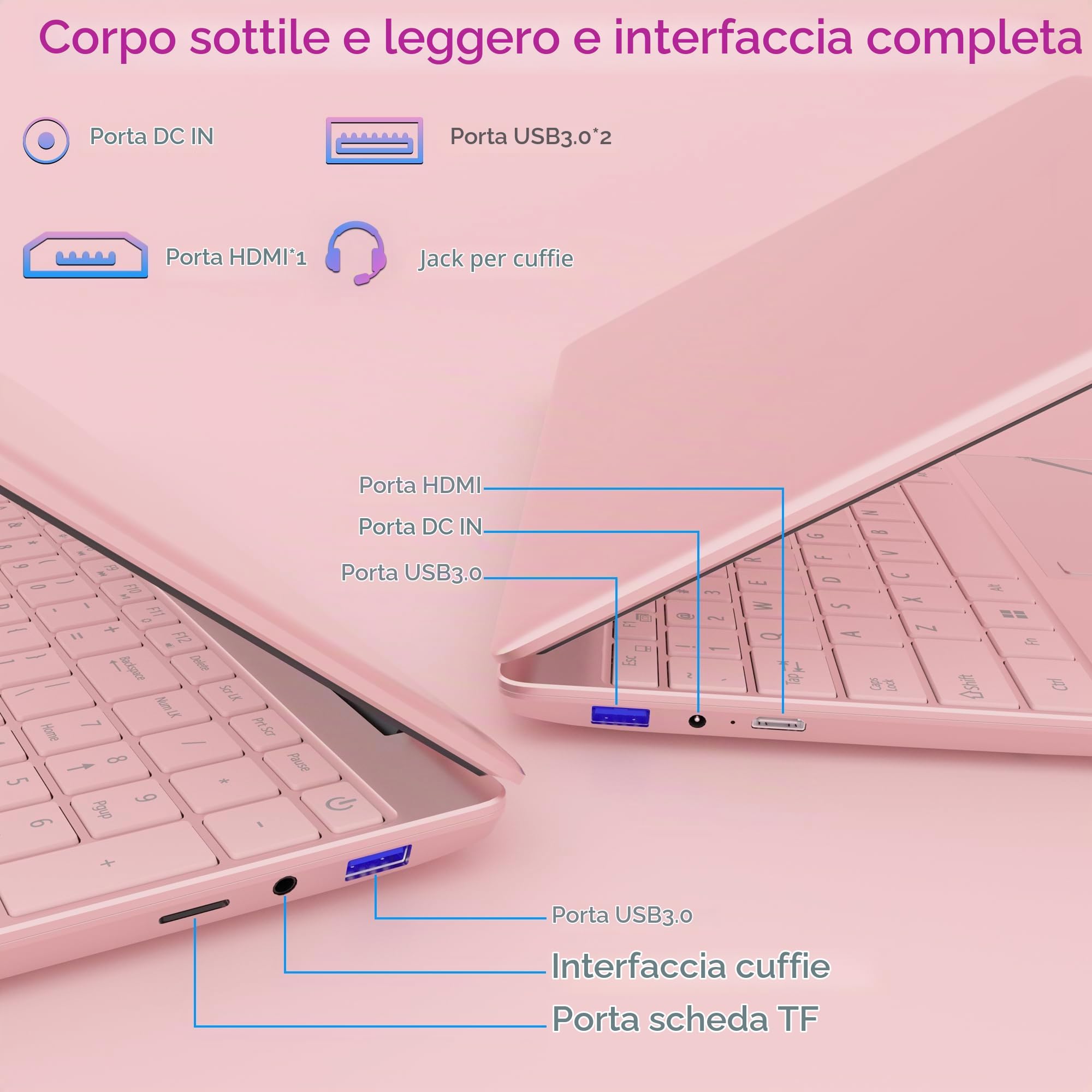 PINSTONE Computer portatile da 15,6 pollici, 16 GB DDR4 RAM, 512 GB SSD | PC portatile FHD 1920 x 1080, processore N95 fino a 3,4 GHz, PC leggero per studenti, telelavoro, ufficio e multimediale