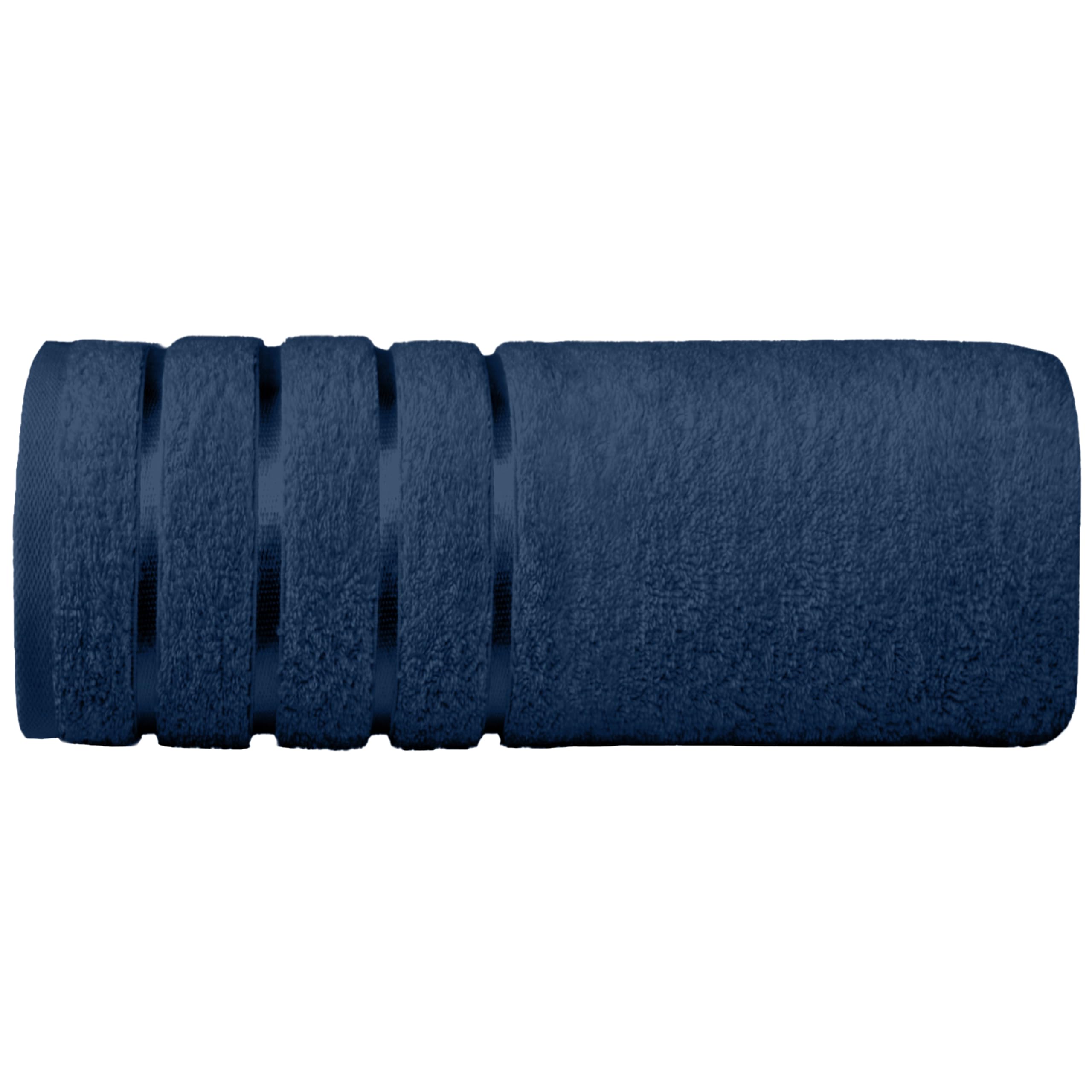 Elegant Comfort 100% Turkish Cotton 4 Lines Viscose Stripe Jumbo Bath Towel - Hotel Spa Quality Extra Large 35 x 70 Inch Bath Towel Ultra Soft, Super Absorbent Quick Dry Large Bath Towel, Navy Blue