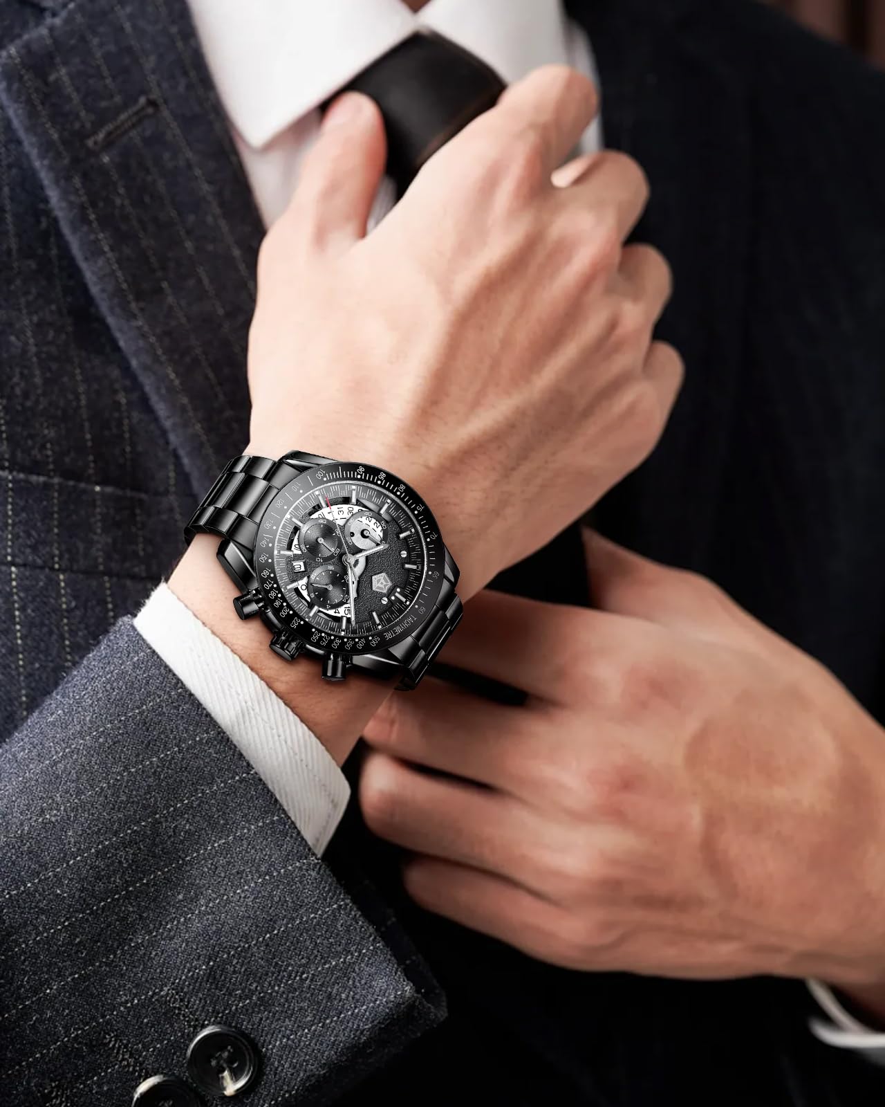 MEGALITH Acciaio Orologio Uomo Analogico Cronografo Orologio Quarzo Calendario Classico Orologi da Polso Uomo Elegante Grande Impermeabile Regalo