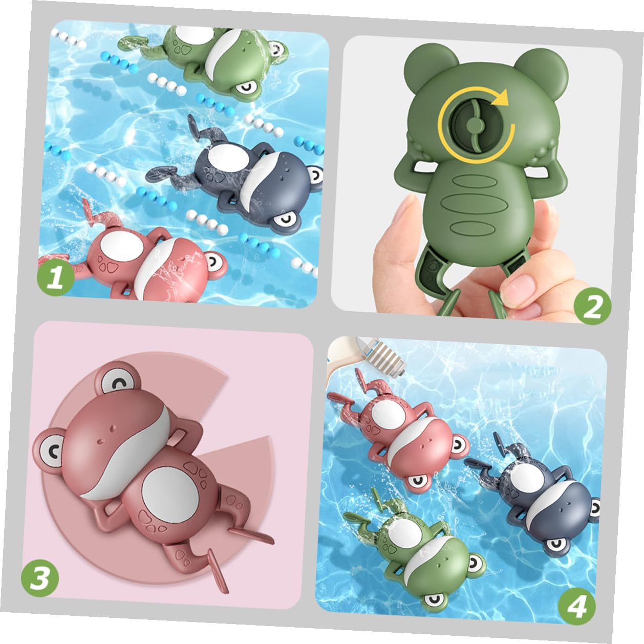 Jouet de Bain Grenouille à Remonter, Lot de 3 en Plastique