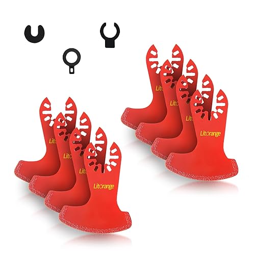 Miniatura 6 de Litorange 6 cuchillas oscilantes de diamante, multiherramienta oscilante, hojas de sierra de diamante para extracción de lechada, corte al ras y