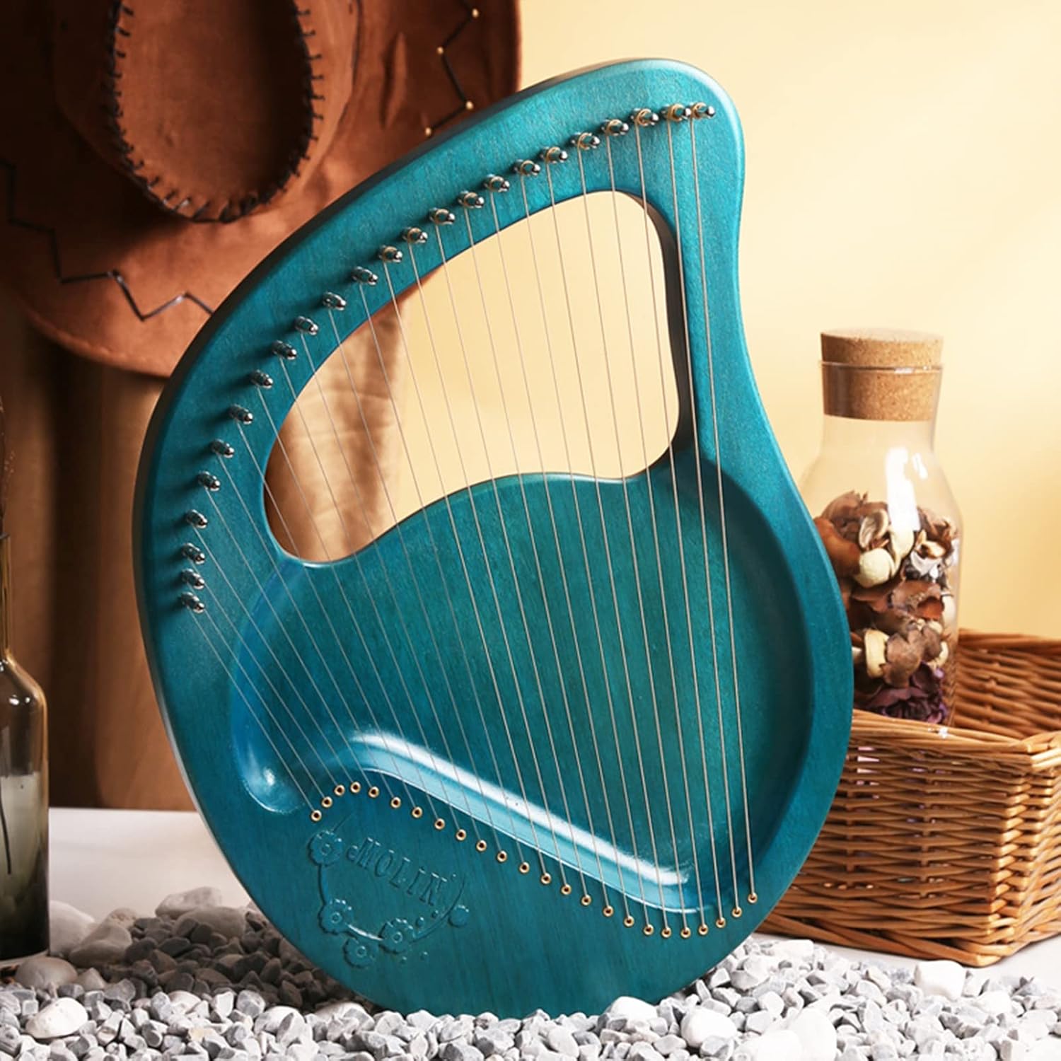 Lyre Harp, 21/24 Metal String Lyre Harp, Portable Solid