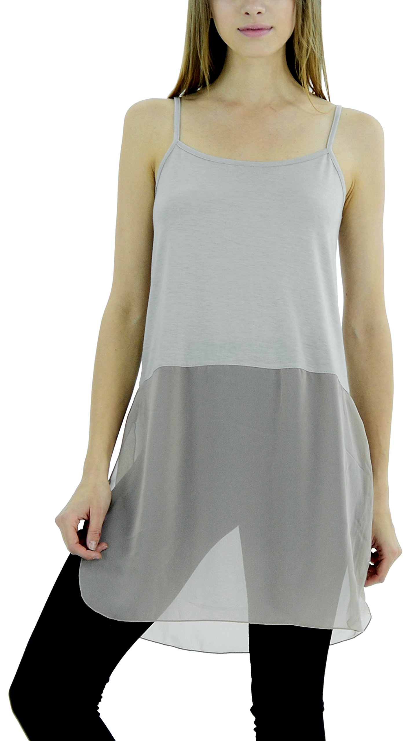 Women's Lace or Plain Bottom Crop Tank Top Shirt Extender (Medium, Plain cami-Mocha)