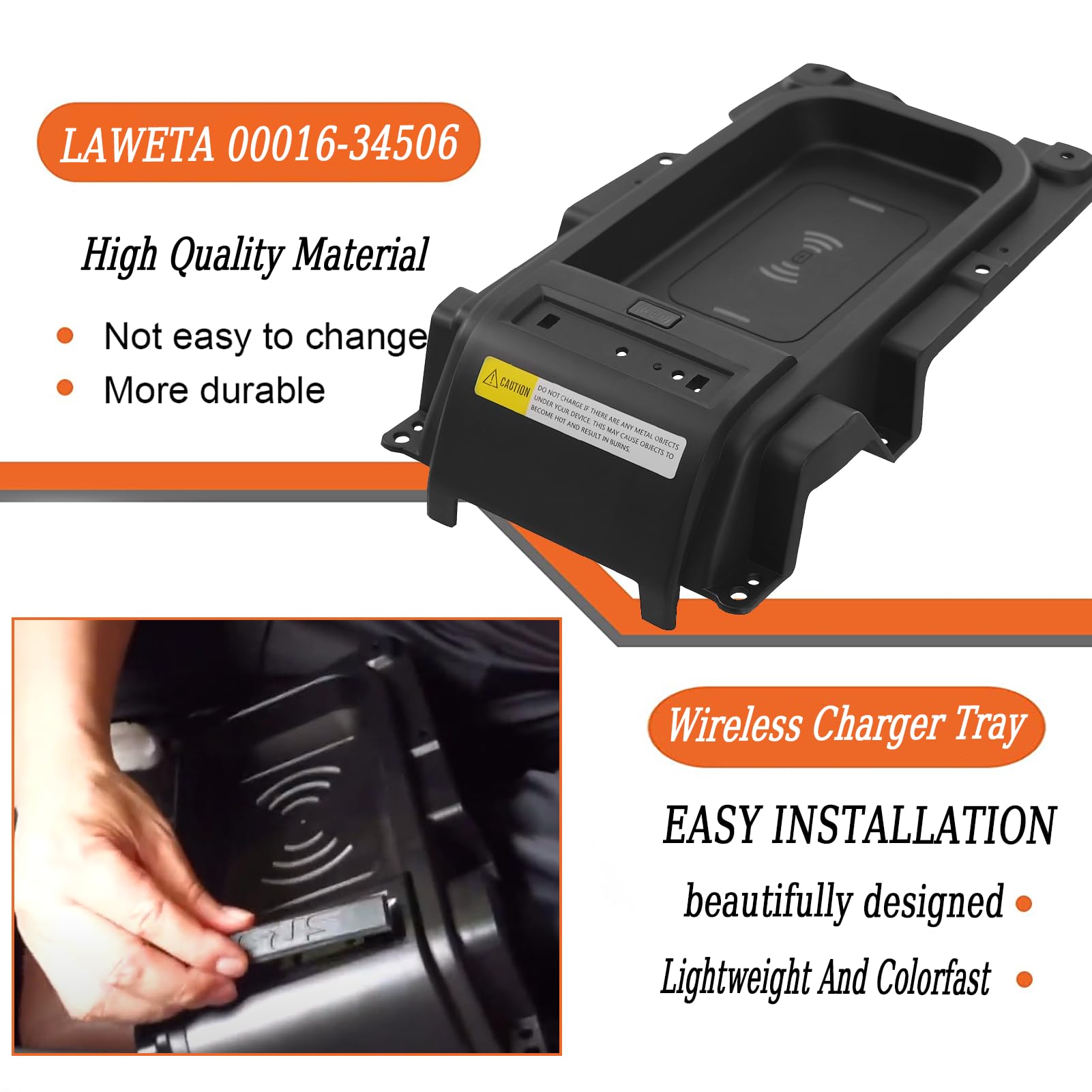 LAWETA 00016-34506 Upgraded Wireless Charger Compatible with Toyota Tundra 2014-2021 Replaces 0001634506 Center Console Charger Tray