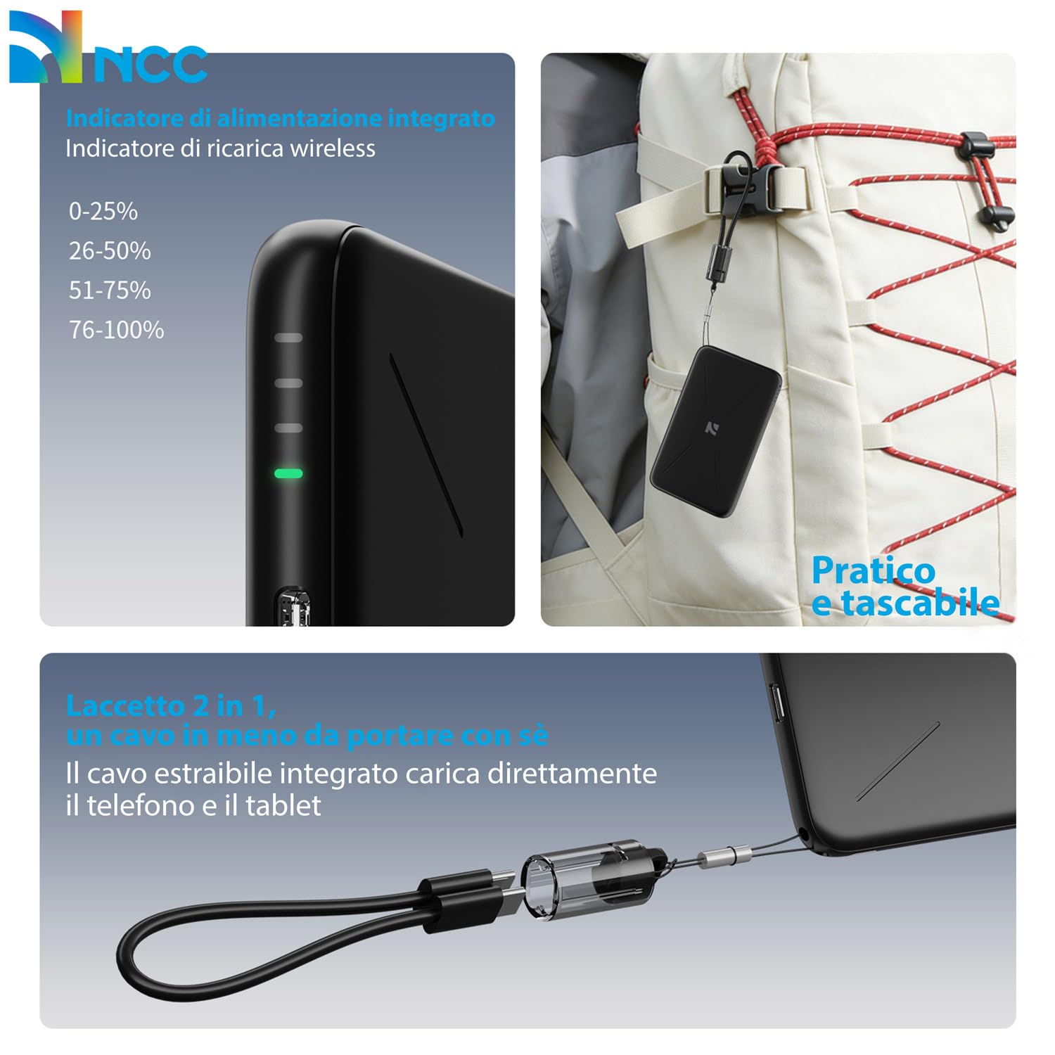 New Net - Power Bank magnético 10000 mAh compatible con Samsung Galaxy | S26, S26+, S25, S25+, S24, S24+, Ultra, Edge, FE, 5G iPhone 17 16 15 Pro Max [Wireless Mag Safe - Potencia 15W - USB-C 22.5W]