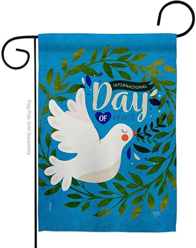 Breeze Decor G165220-BO 13 x 18.5 in. Peace Day Sweet Life Earth Double-Sided Decorative Vertical Garden Flags - House Decoration Banner Yard Gift
