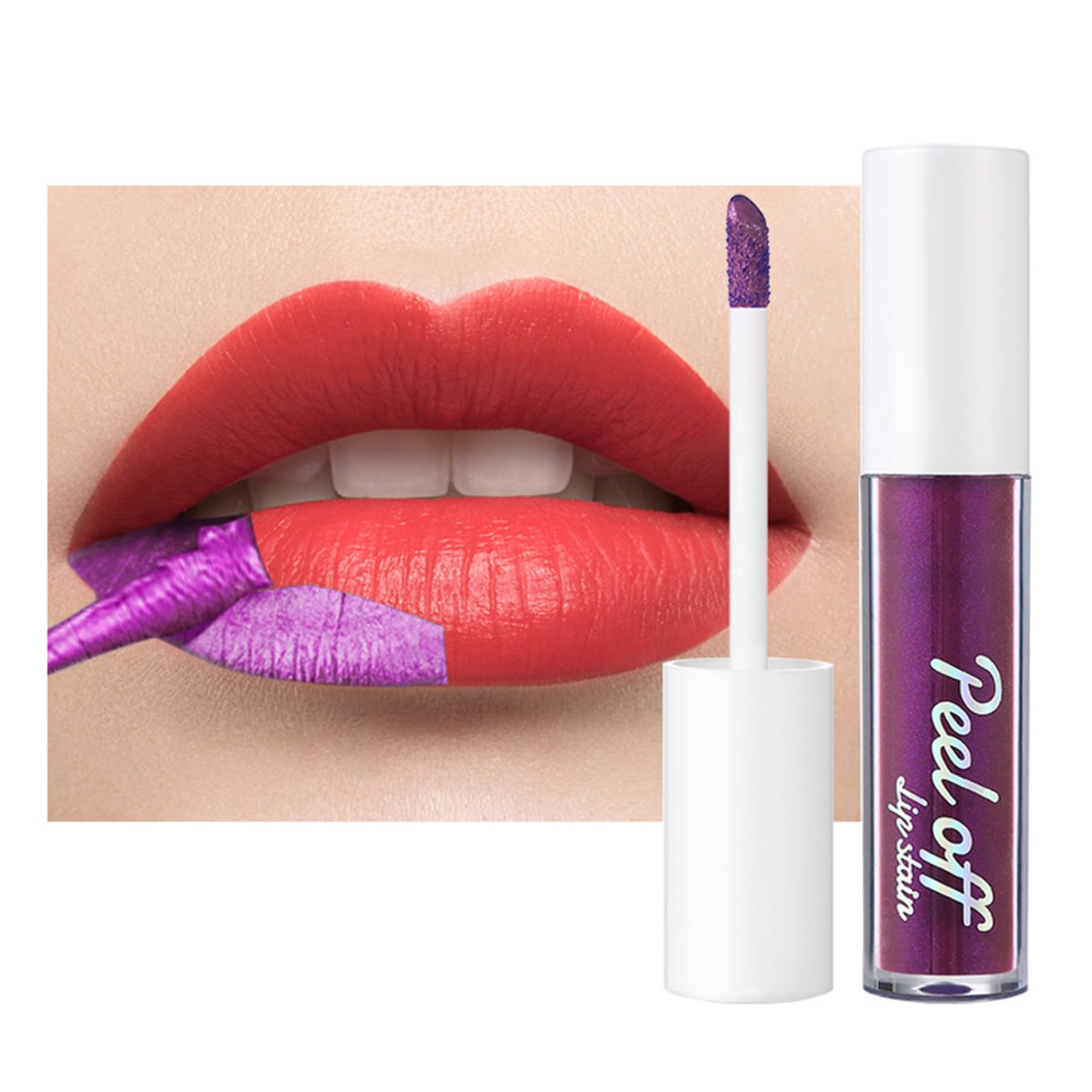 Liquid Matte Lip Gloss Peel Off Lip Stain with High Intensity Color Waterproof and Smudge Proof for Long