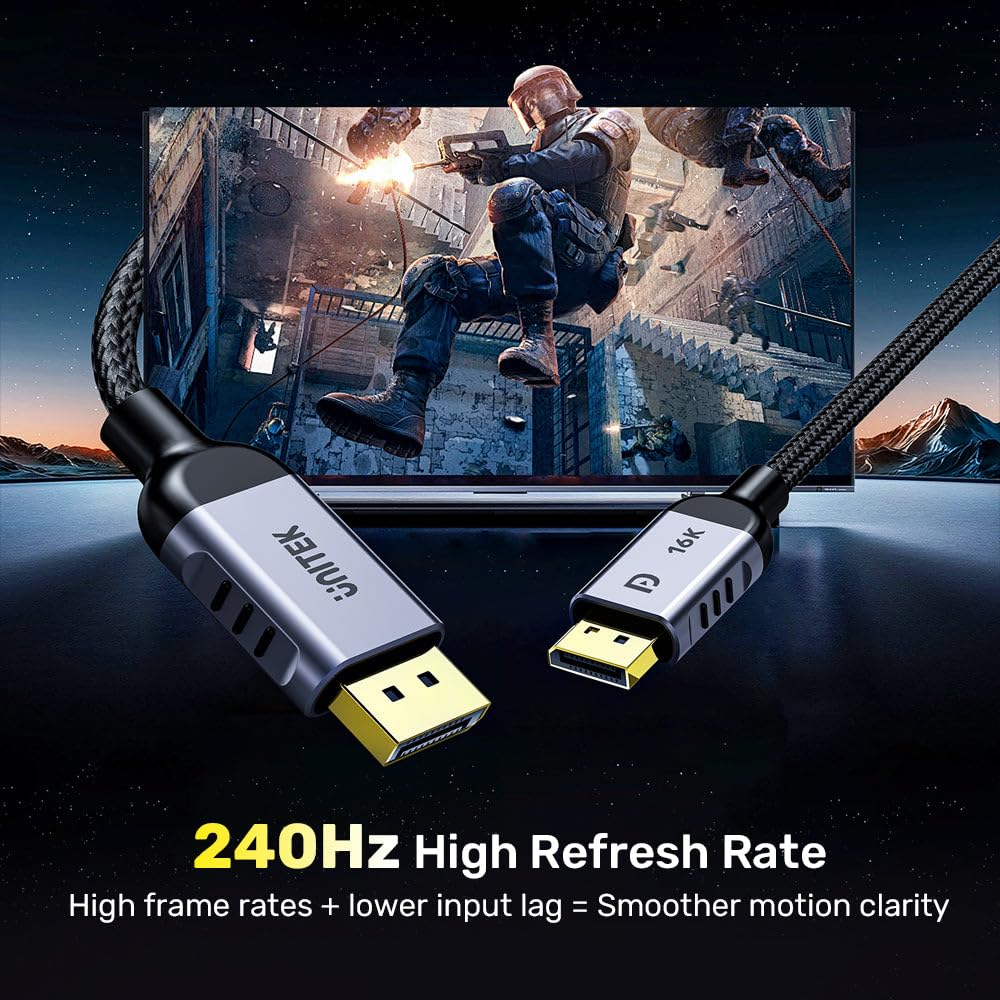 Unitek DisplayPort Kablo v2.1 16K Çözünürlük 3 Metre Gri C1626GY01-3M