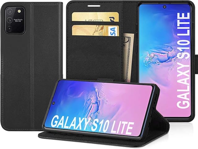 DN-Alive Galaxy S10 Lite Case, [Flip Case] [Wallet Case] [Case With Card Holder] [PU Leather] [Book] [Stand Cover] Phone Case For Samsung S10 Lite Phone Case, Samsung Galaxy S10 Lite Case (BLACK)